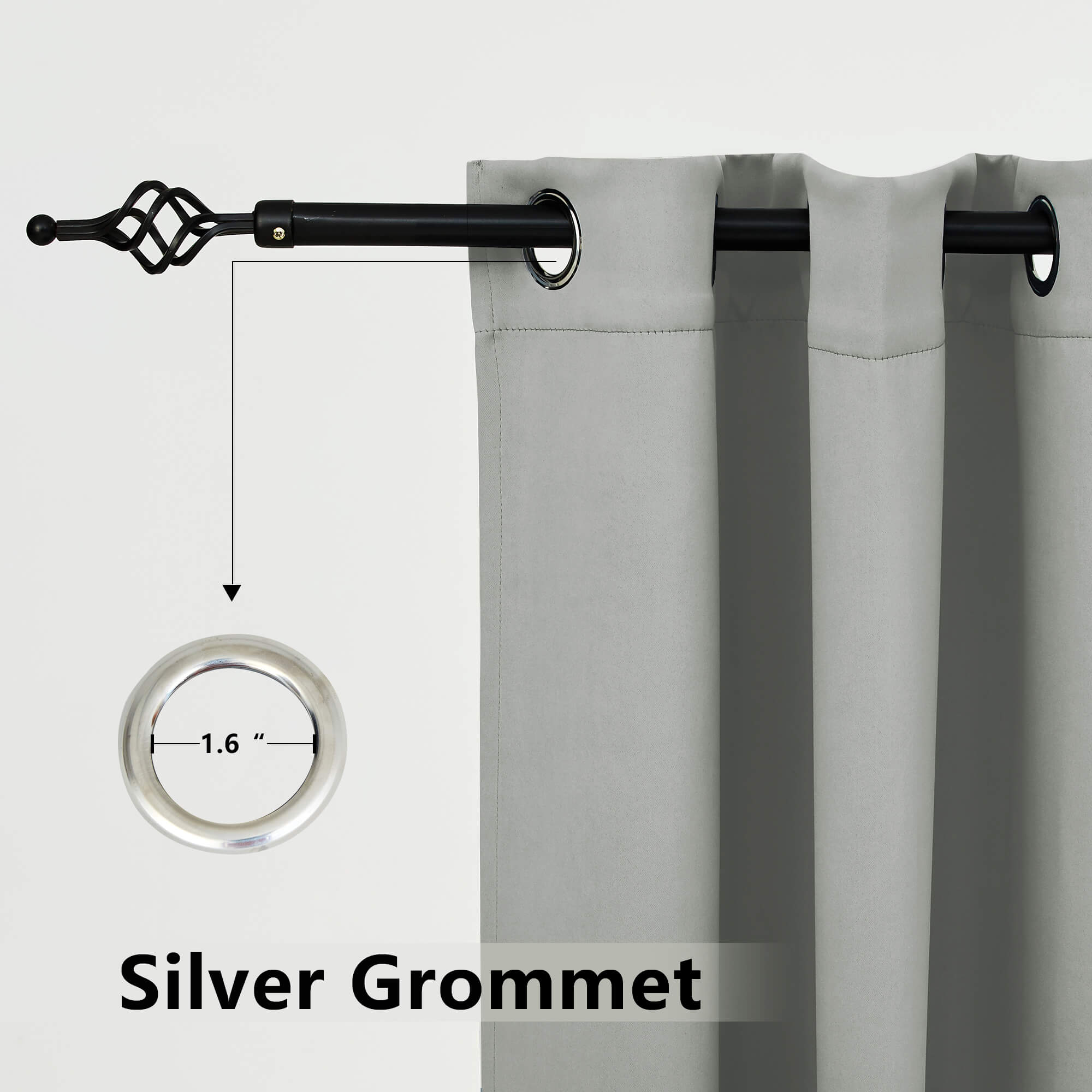 Snowcity Thermal Curtains/Drapes 1 Panel Grey | Waterproof Curtains Grommet/Tab Top | Custom Blackout Curtains