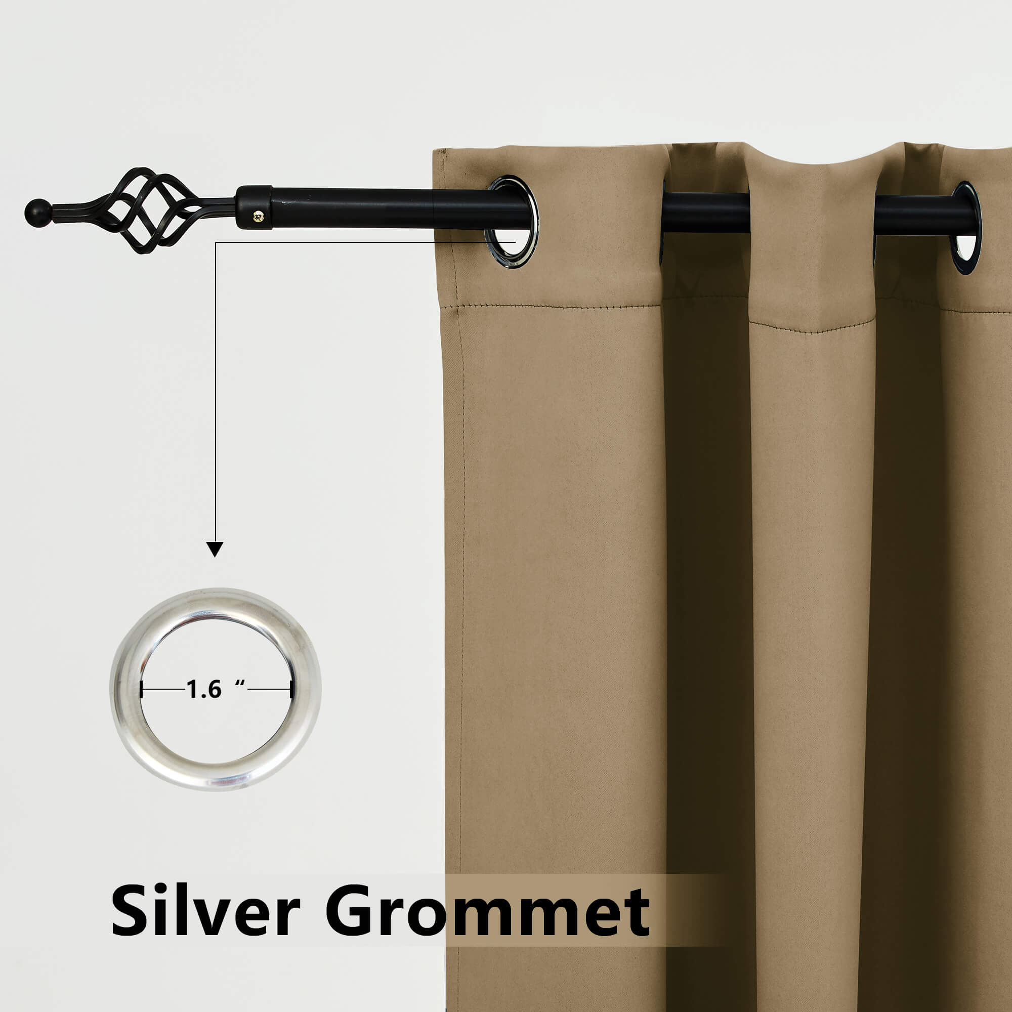 Snowcity Thermal Curtains/Drapes 1 Panel Coffee | Waterproof Curtains Grommet/Tab Top | Custom Blackout Curtains