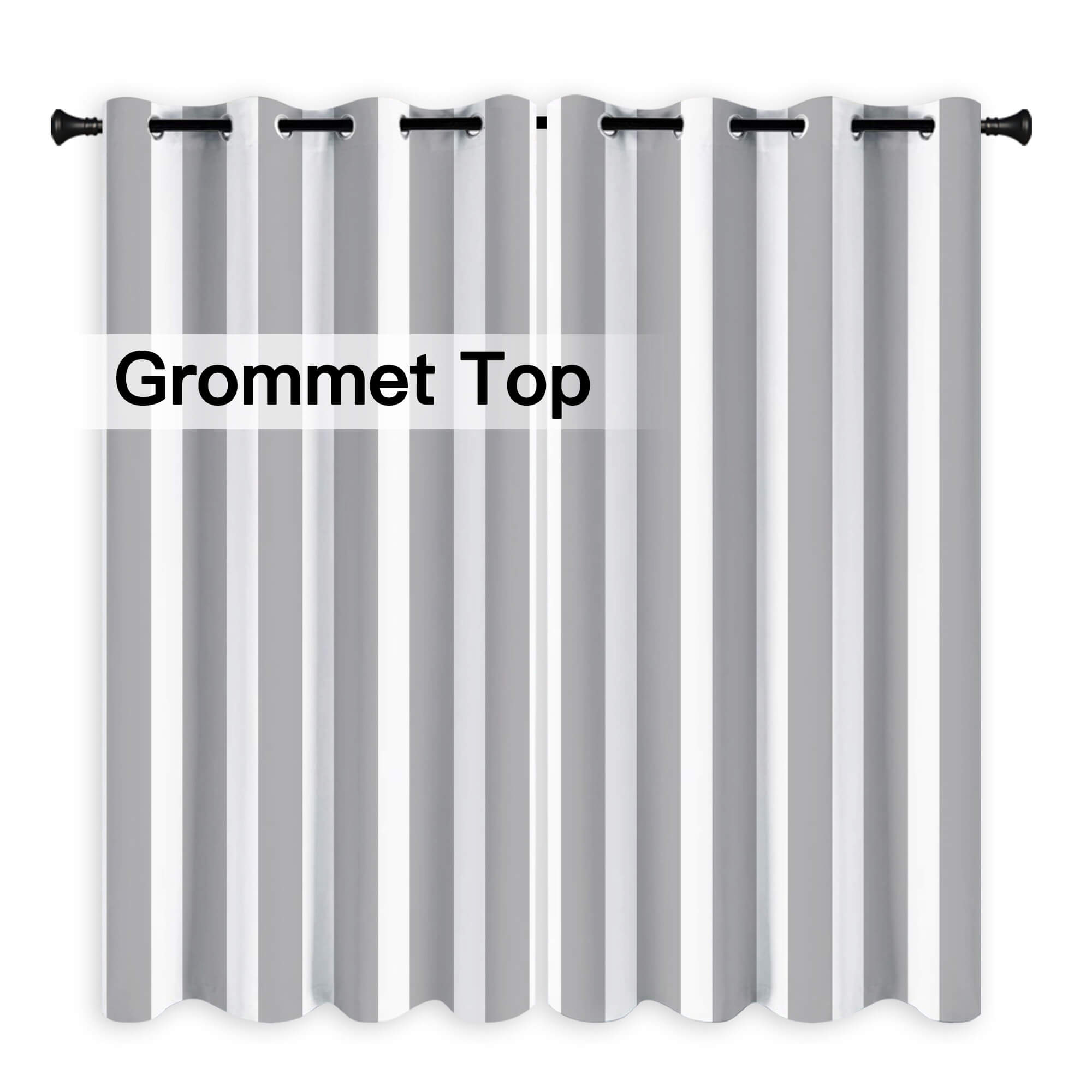 Light Grey Stripe Curtains/Drapes 1 Panel | Waterproof Curtains Grommet Top & Bottom | Custom Outdoor Curtains