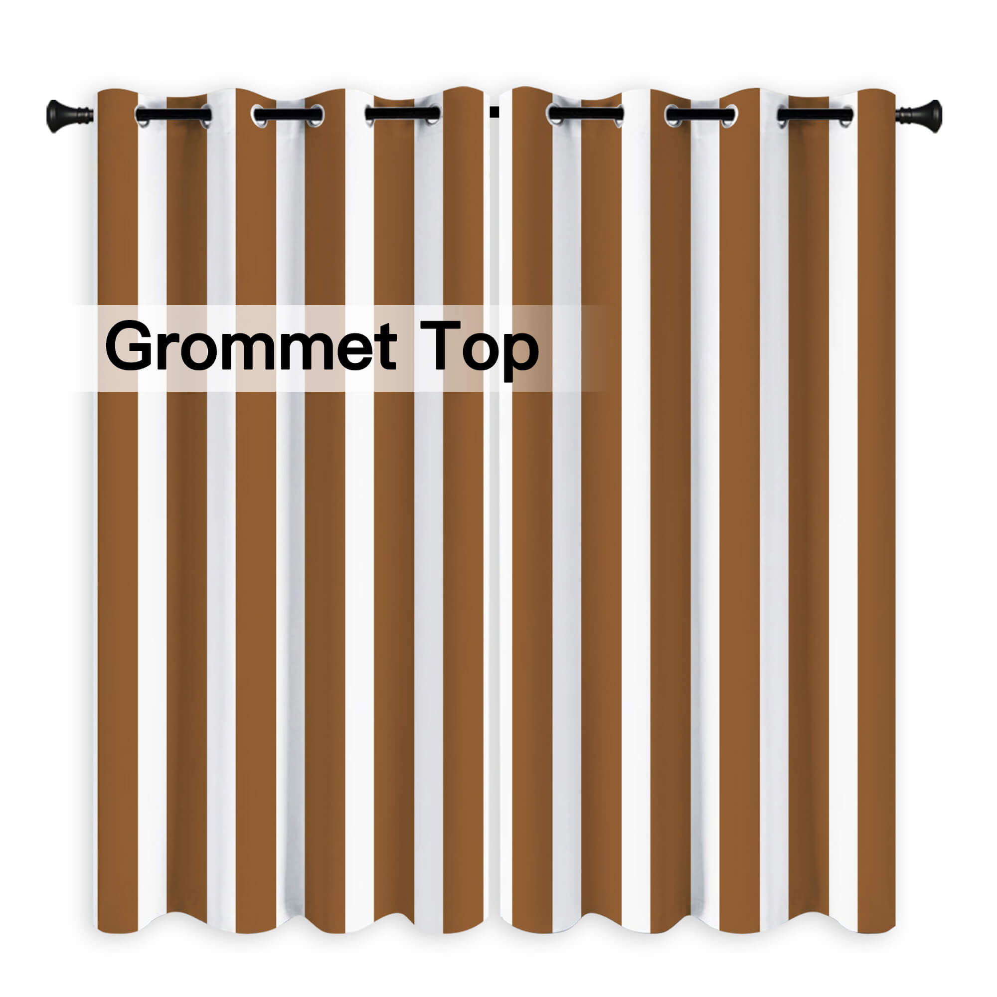 Coffee Stripe Curtains/Drapes 1 Panel | Waterproof Curtains Grommet Top & Bottom | Custom Outdoor Curtains