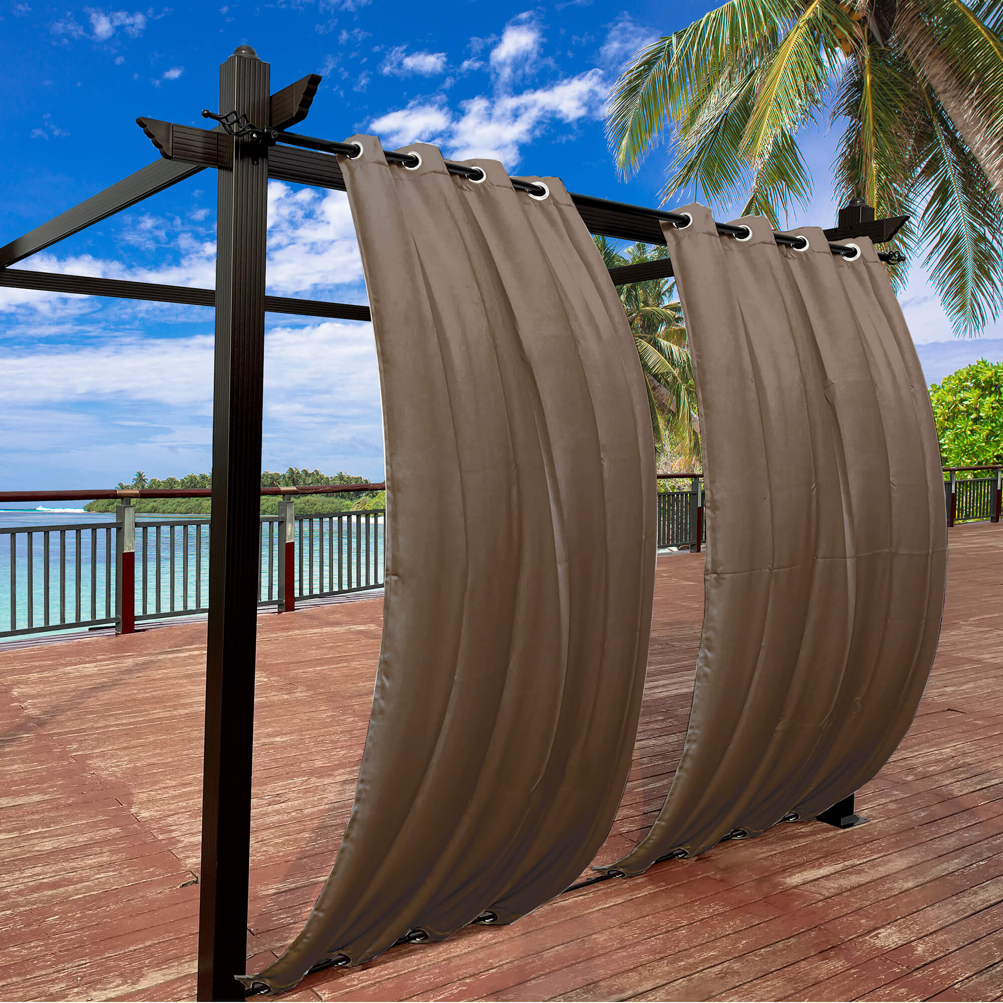 Snowcity Outdoor Curtains Waterproof Grommet Top & Bottom 1 Panel - Slate Gray