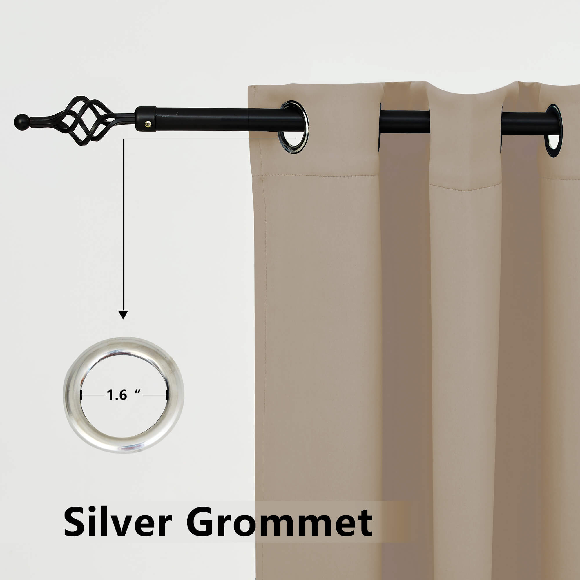 Snowcity Thermal Curtains/Drapes 1 Panel Khaki | Waterproof Curtains Grommet/Tab Top | Custom Blackout Curtains