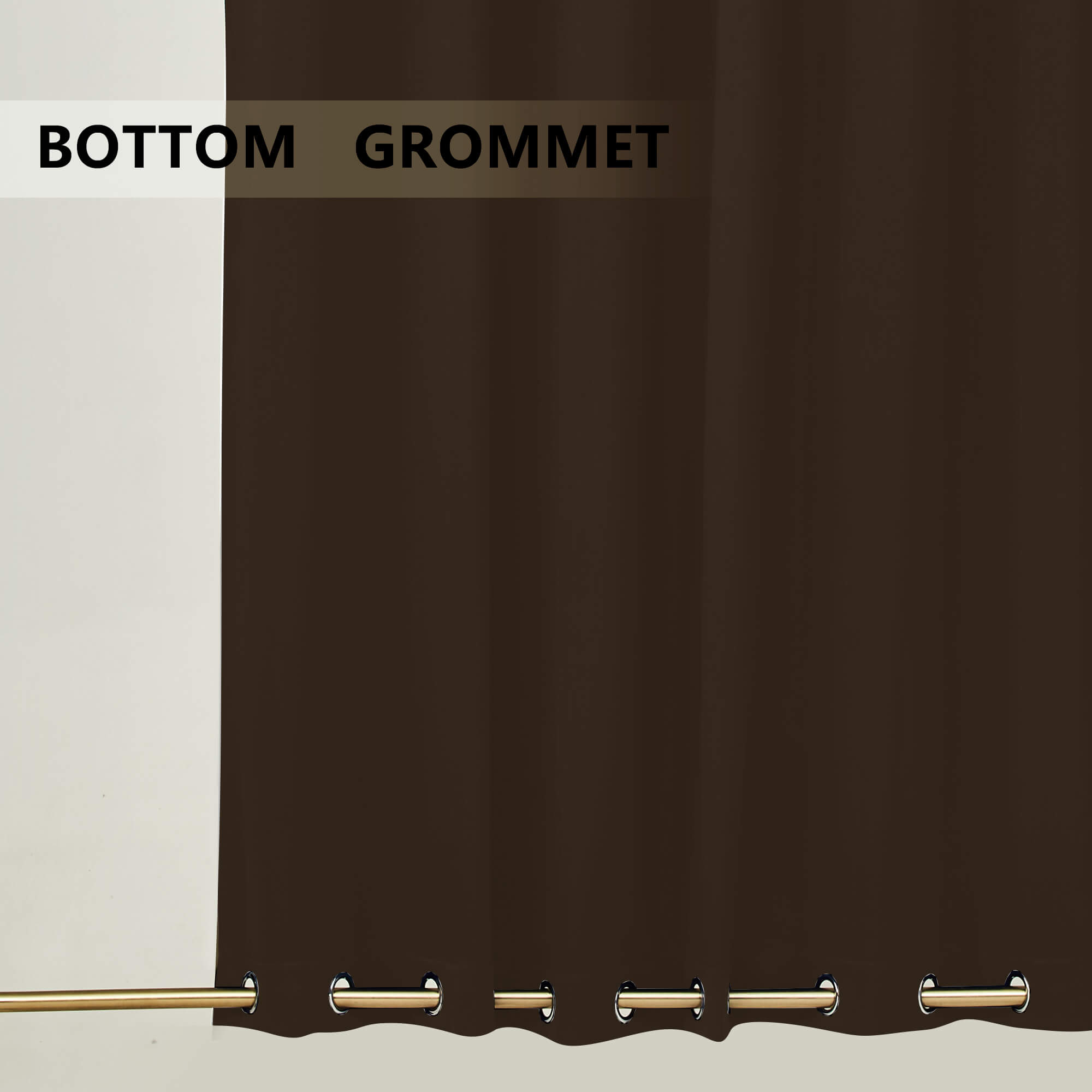Snowcity Outdoor Curtains Waterproof Grommet Top & Bottom 1 Panel - Dark Coffee