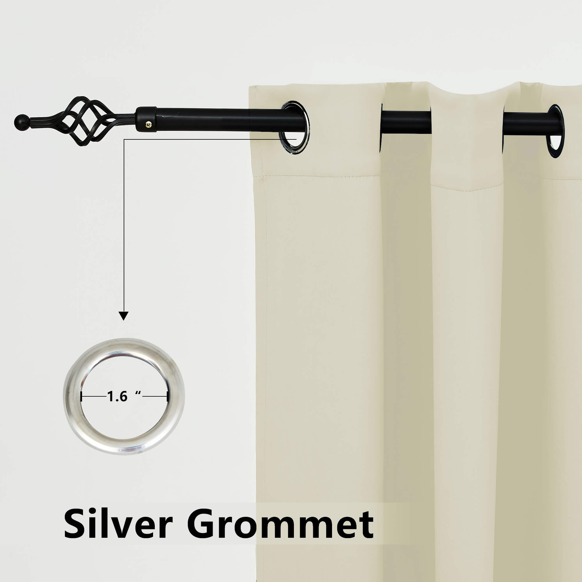 Snowcity Thermal Curtains/Drapes 1 Panel Beige | Waterproof Curtains Grommet/Tab Top | Custom Blackout Curtains