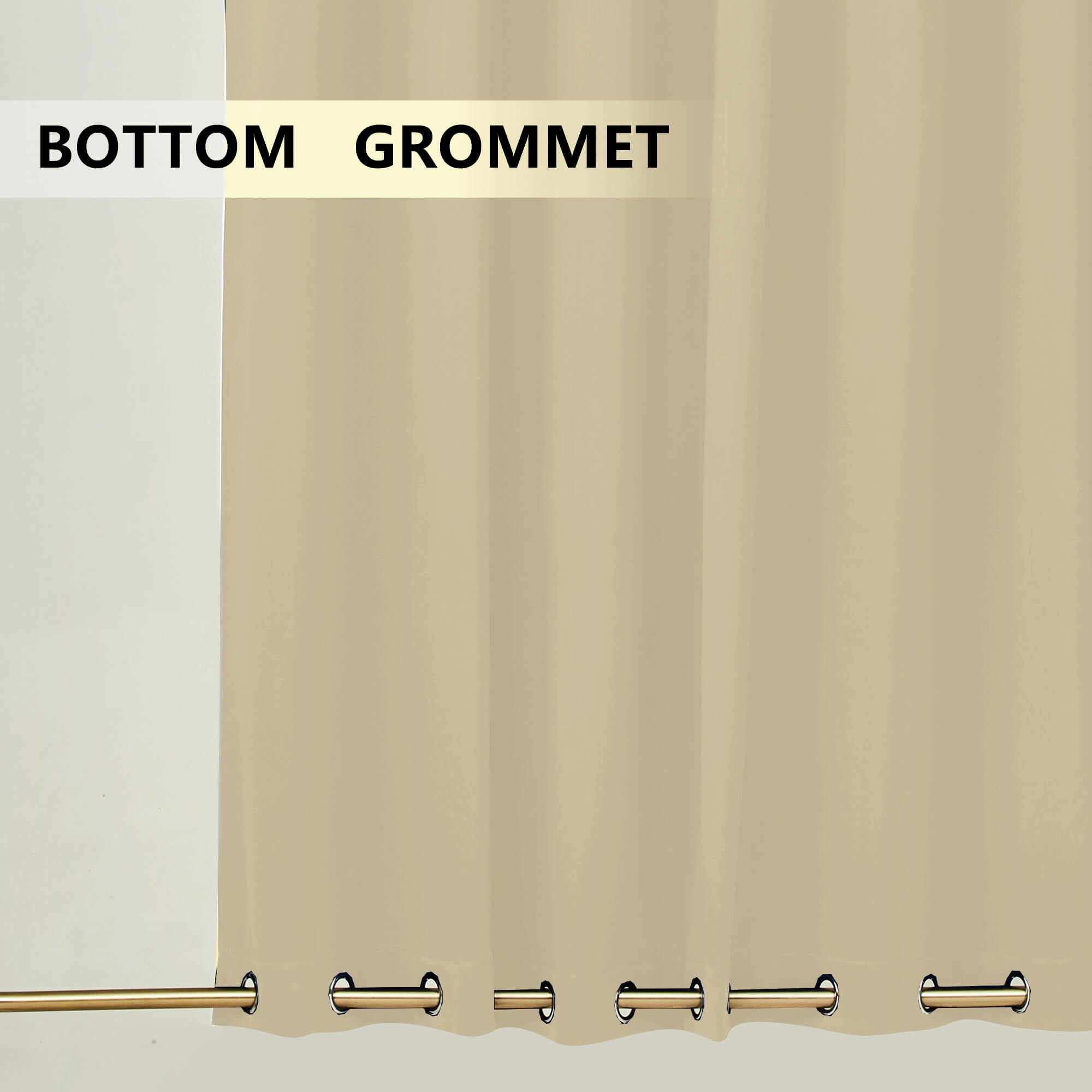 Snowcity Outdoor Curtains Waterproof Grommet Top & Bottom 1 Panel - Dark Beige