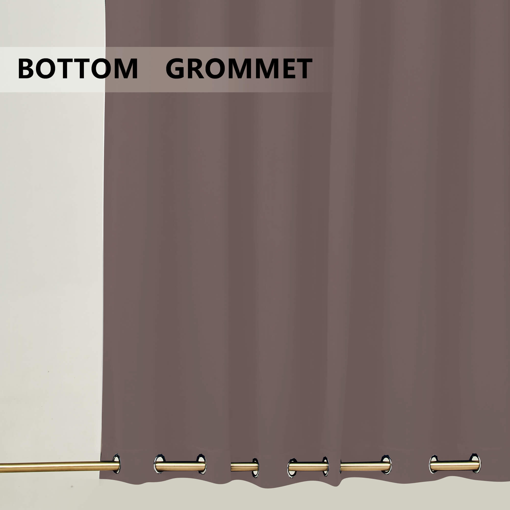 Snowcity Outdoor Curtains Waterproof Grommet Top & Bottom 1 Panel - Light Brown