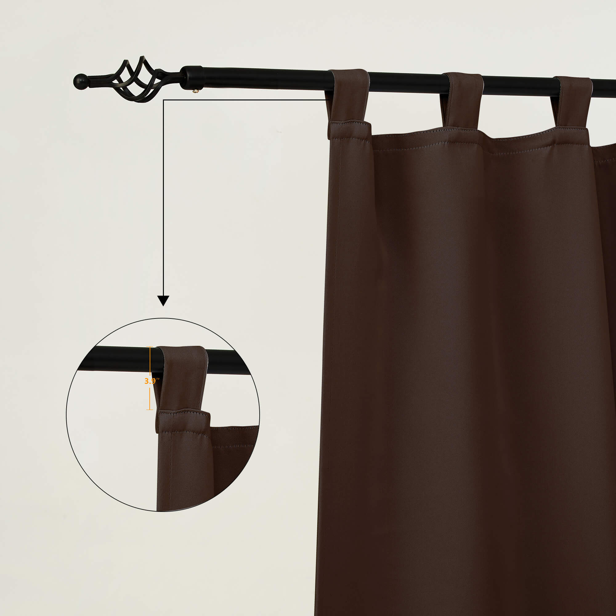 Snowcity Outdoor Curtains Waterproof Tab Top 1 Panel - Dark Coffee