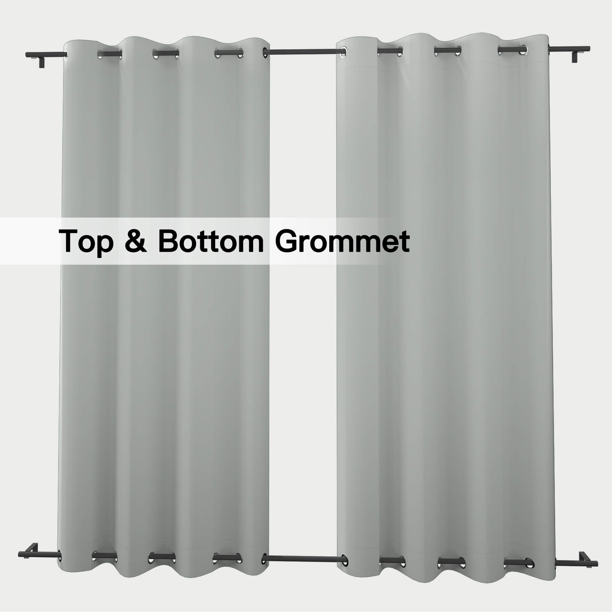 Snowcity Thermal Curtains/Drapes 1 Panel Grey | Waterproof Curtains Grommet/Tab Top | Custom Blackout Curtains