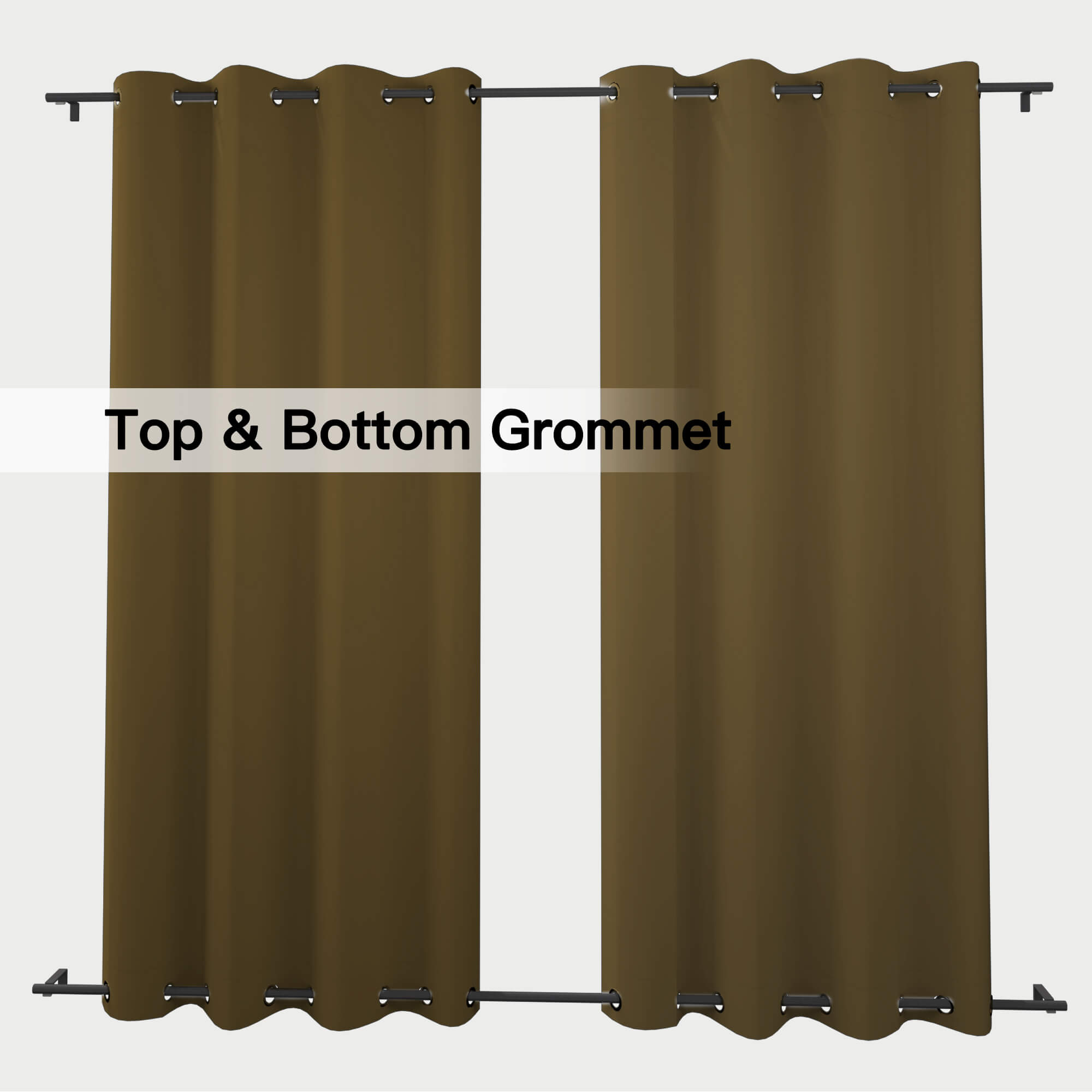 Snowcity Thermal Curtains/Drapes 1 Panel Coffee | Waterproof Curtains Grommet/Tab Top | Custom Blackout Curtains