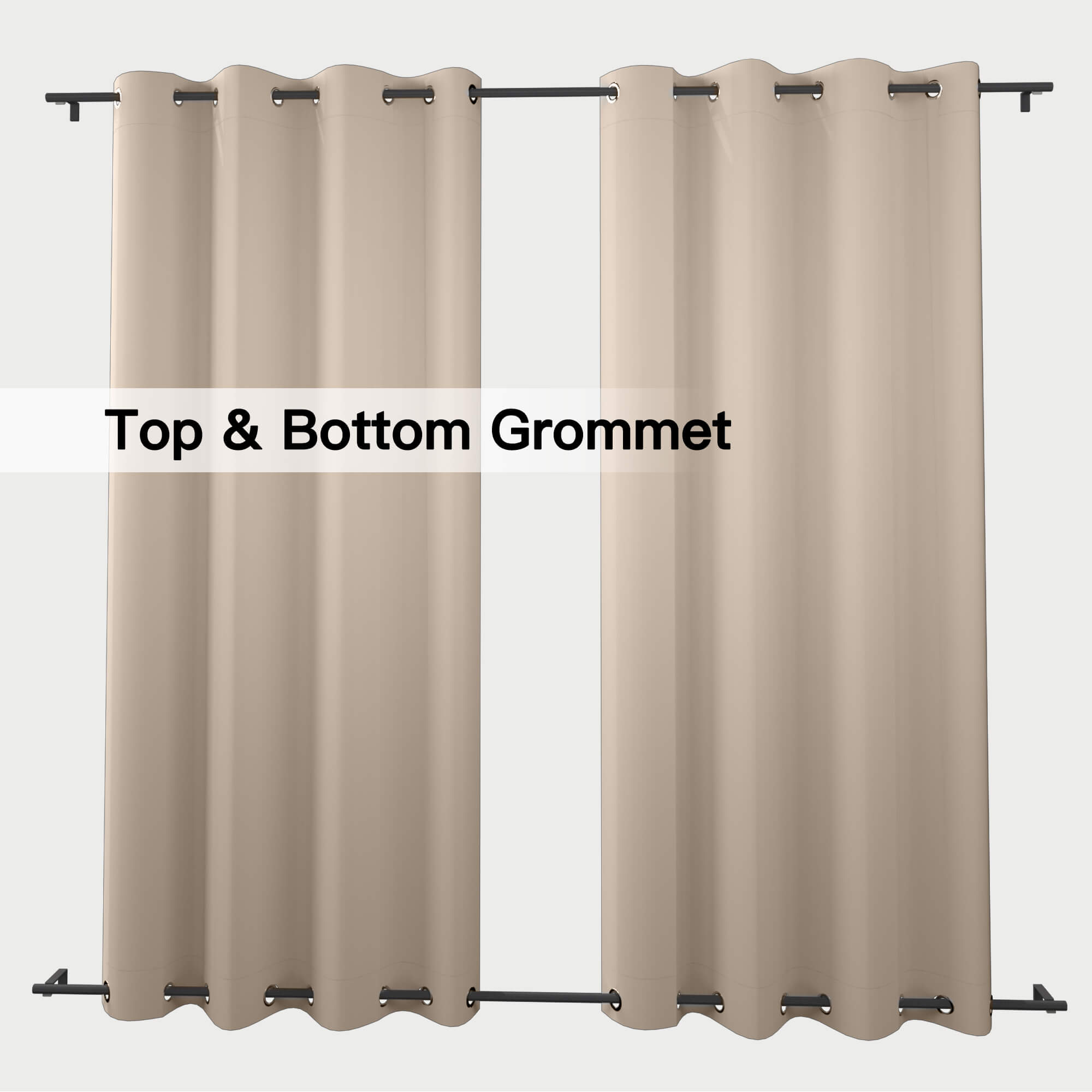 Snowcity Thermal Curtains/Drapes 1 Panel Khaki | Waterproof Curtains Grommet/Tab Top | Custom Blackout Curtains