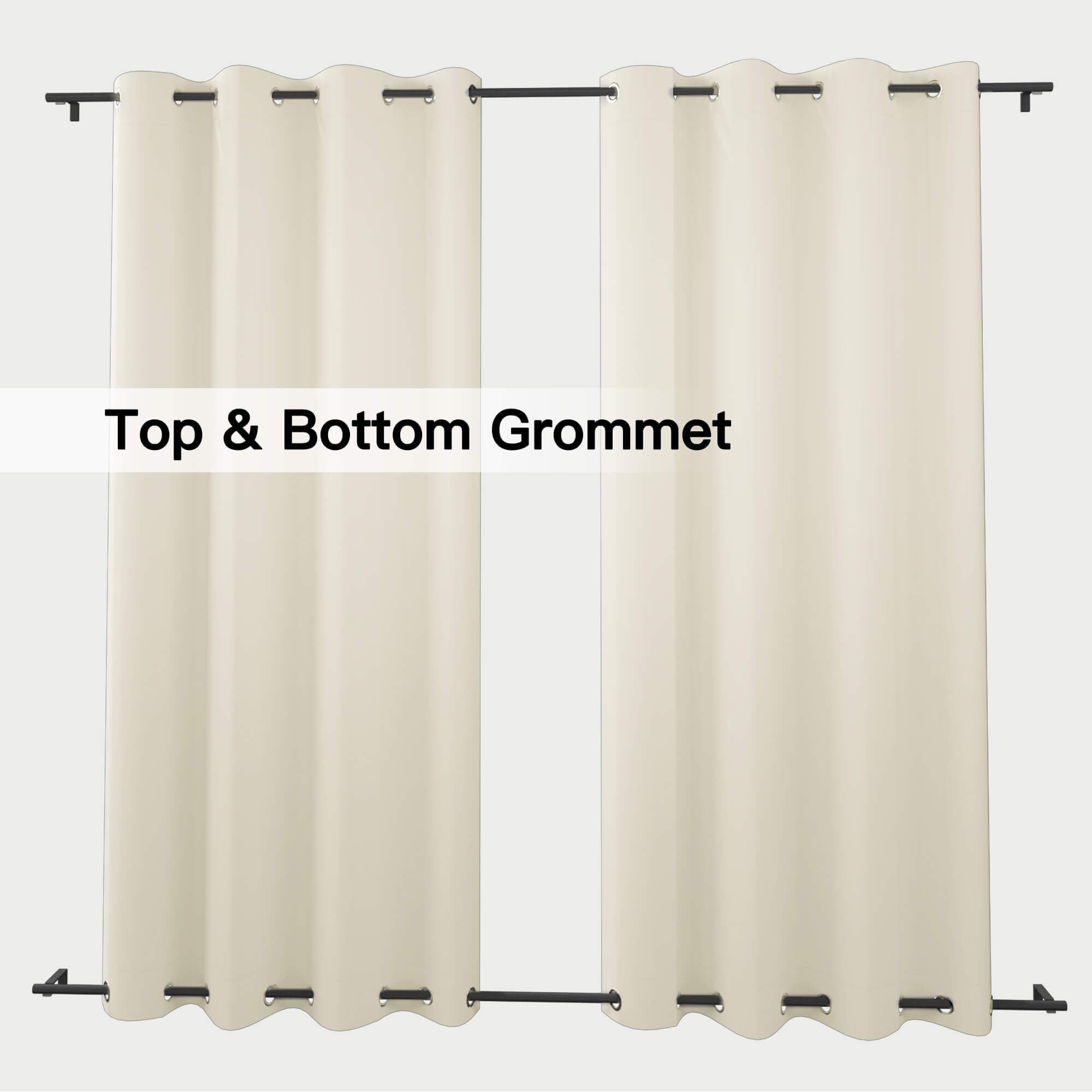 Snowcity Thermal Curtains/Drapes 1 Panel Beige | Waterproof Curtains Grommet/Tab Top | Custom Blackout Curtains