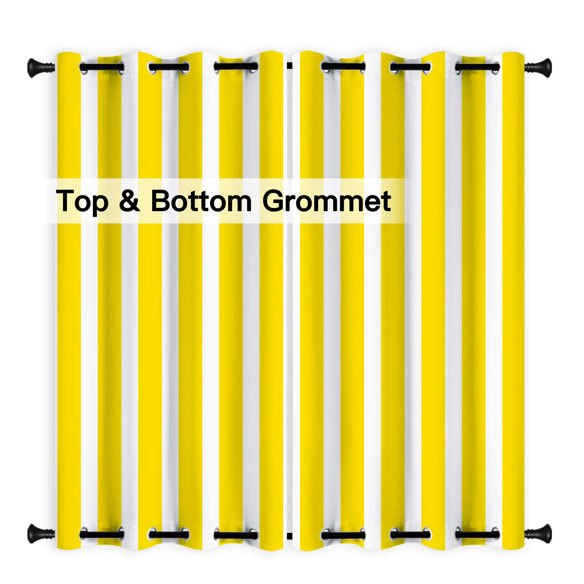 Yellow Stripe Curtains/Drapes 1 Panel | Waterproof Curtains Grommet Top & Bottom | Custom Outdoor Curtains