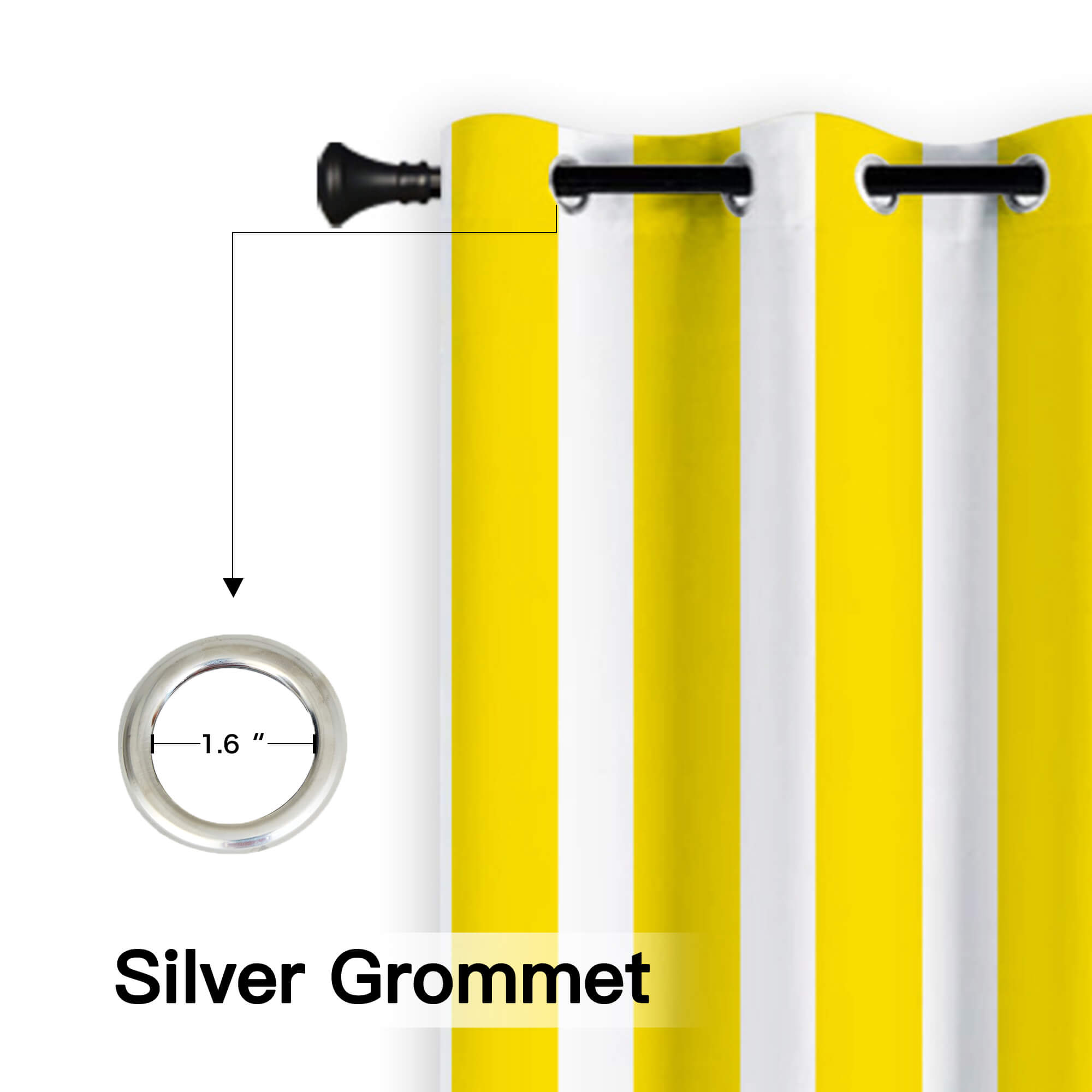 Yellow Stripe Curtains/Drapes 1 Panel | Waterproof Curtains Grommet Top & Bottom | Custom Outdoor Curtains