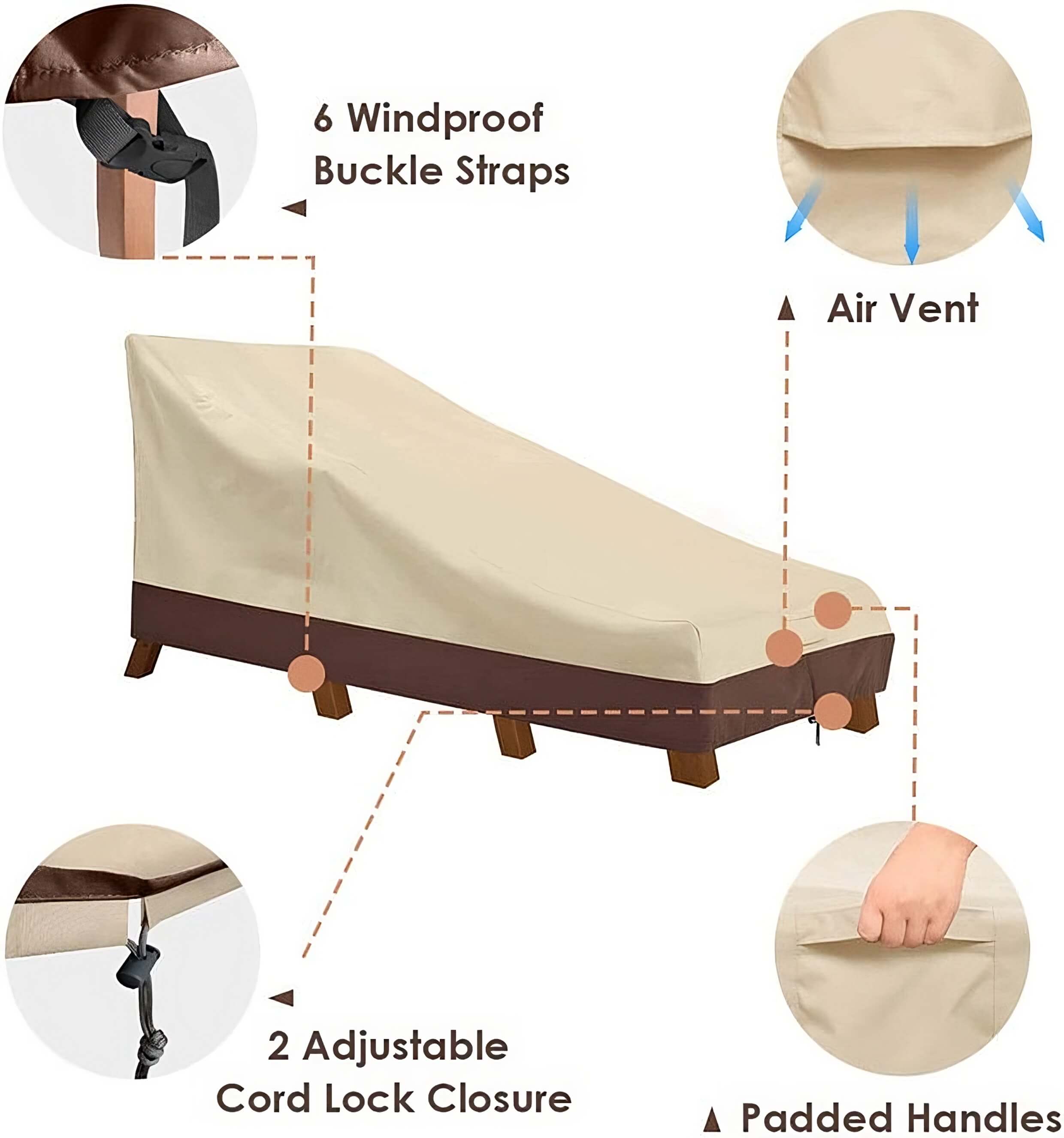 Outdoor Waterproof Patio Chaise Lounge Cover