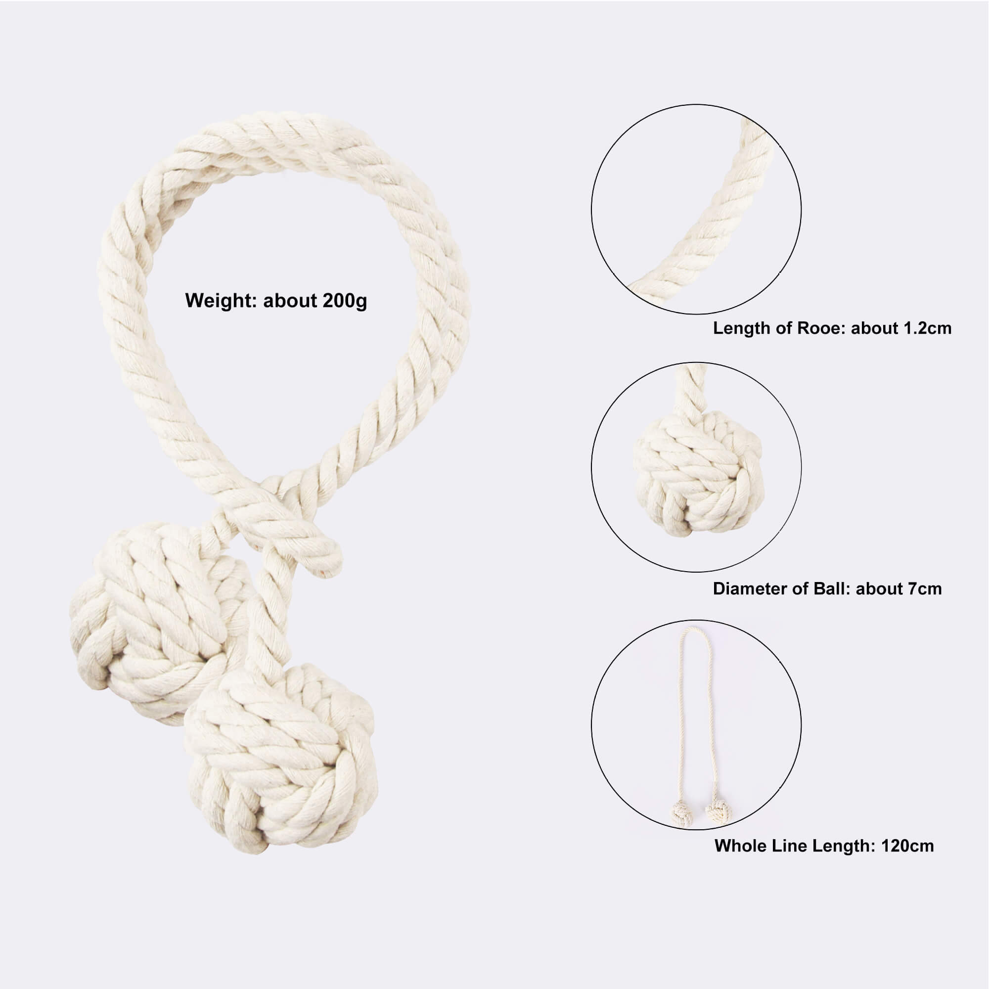 Curtain Tie Backs Handmade Cotton Rope 1 Pcs