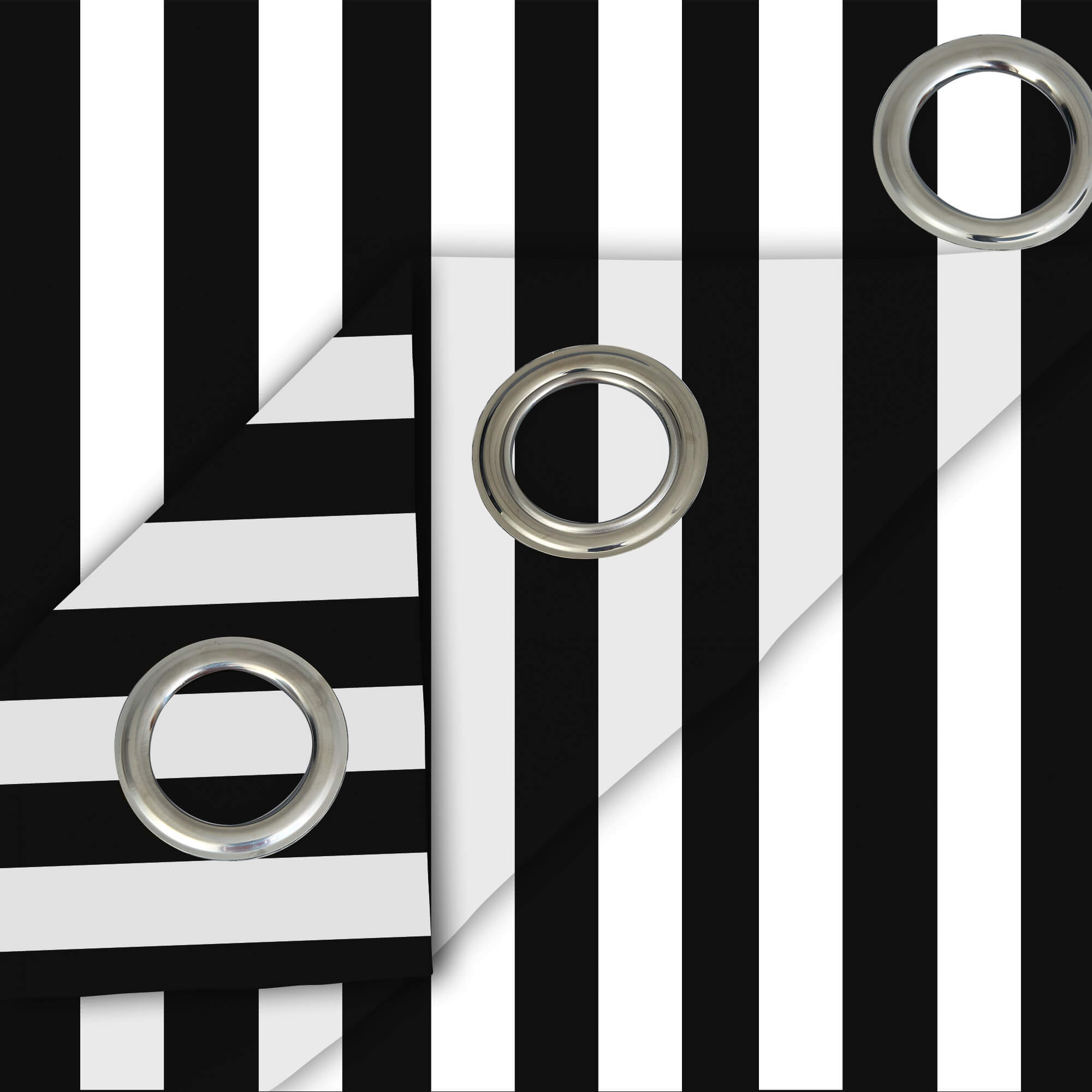 Black Stripe Curtains/Drapes 1 Panel | Waterproof Curtains Grommet Top & Bottom | Custom Outdoor Curtains