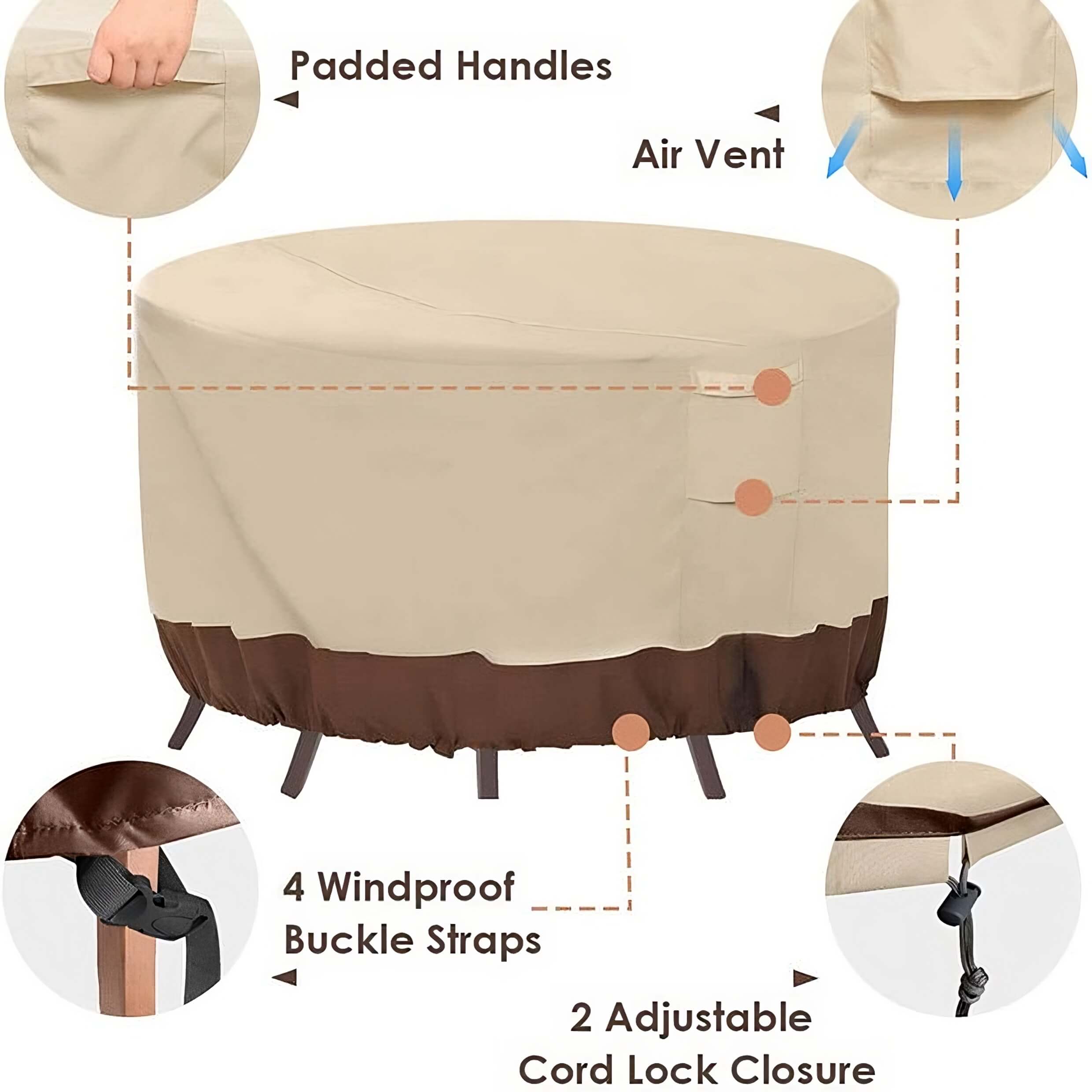 Outdoor Round Waterproof Patio Table Covers