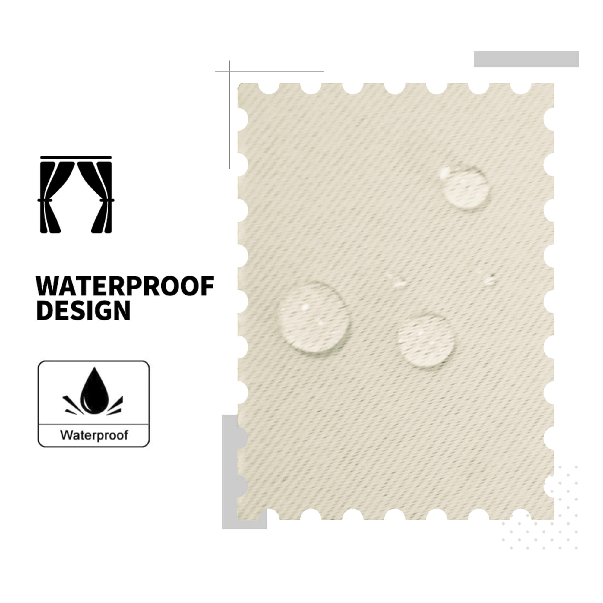 Snowcity Thermal Curtains/Drapes 1 Panel Beige | Waterproof Curtains Grommet/Tab Top | Custom Blackout Curtains