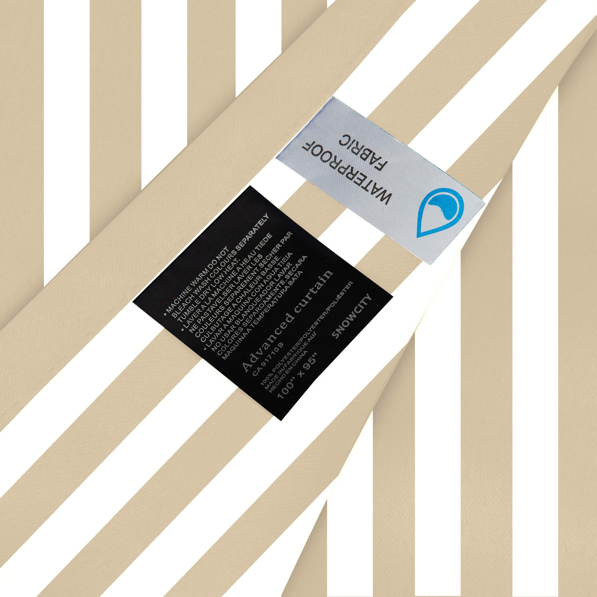 Beige Stripe Curtains/Drapes 1 Panel | Waterproof Curtains Grommet Top & Bottom  | Custom Outdoor Curtains