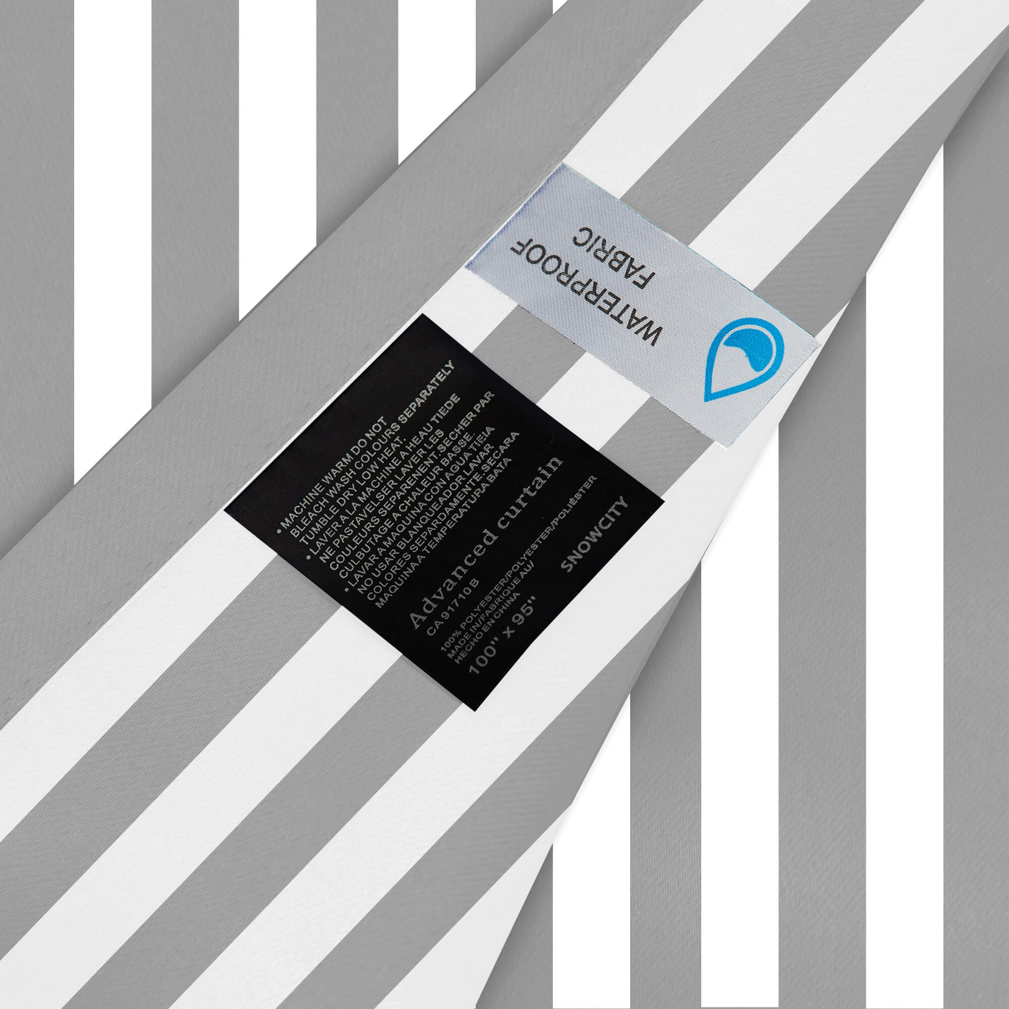 Light Grey Stripe Curtains/Drapes 1 Panel | Waterproof Curtains Grommet Top & Bottom | Custom Outdoor Curtains