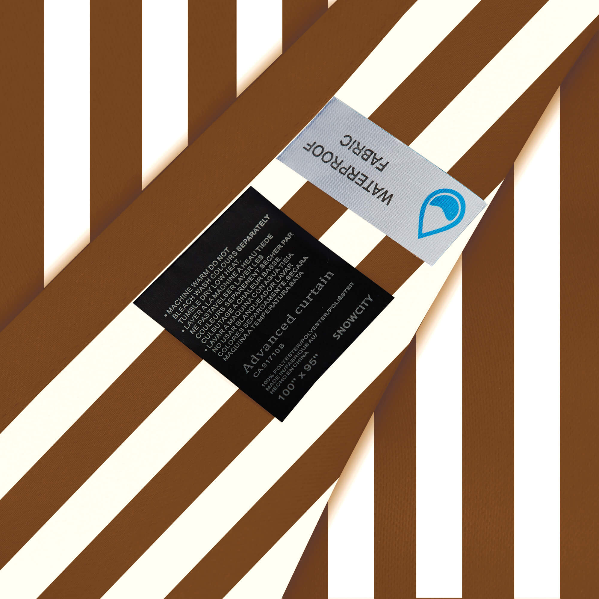 Coffee Stripe Curtains/Drapes 1 Panel | Waterproof Curtains Grommet Top & Bottom | Custom Outdoor Curtains