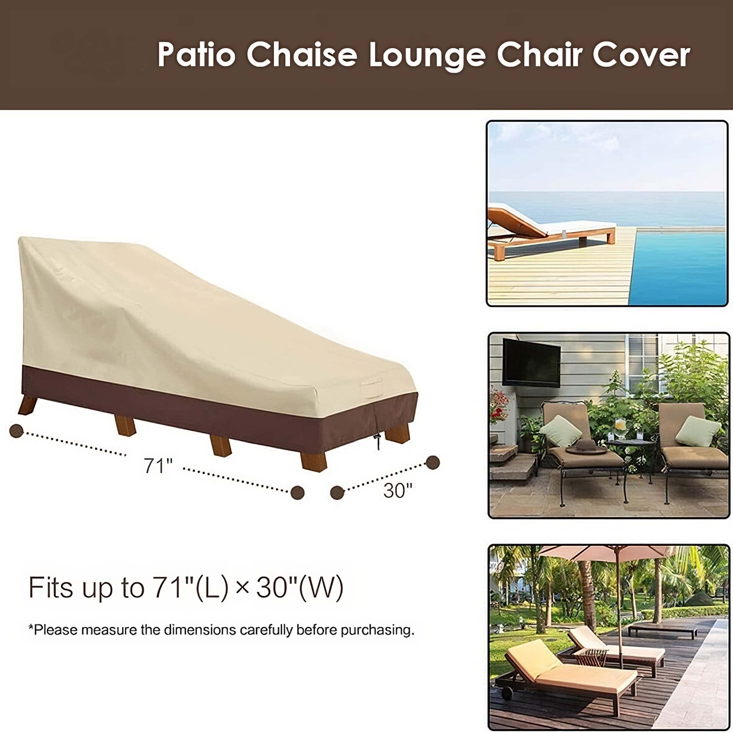 Outdoor Waterproof Patio Chaise Lounge Cover