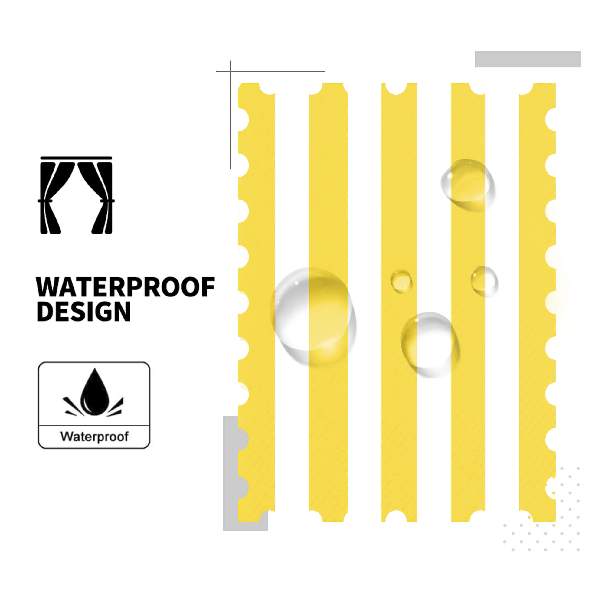 Yellow Stripe Curtains/Drapes 1 Panel | Waterproof Curtains Grommet Top & Bottom | Custom Outdoor Curtains