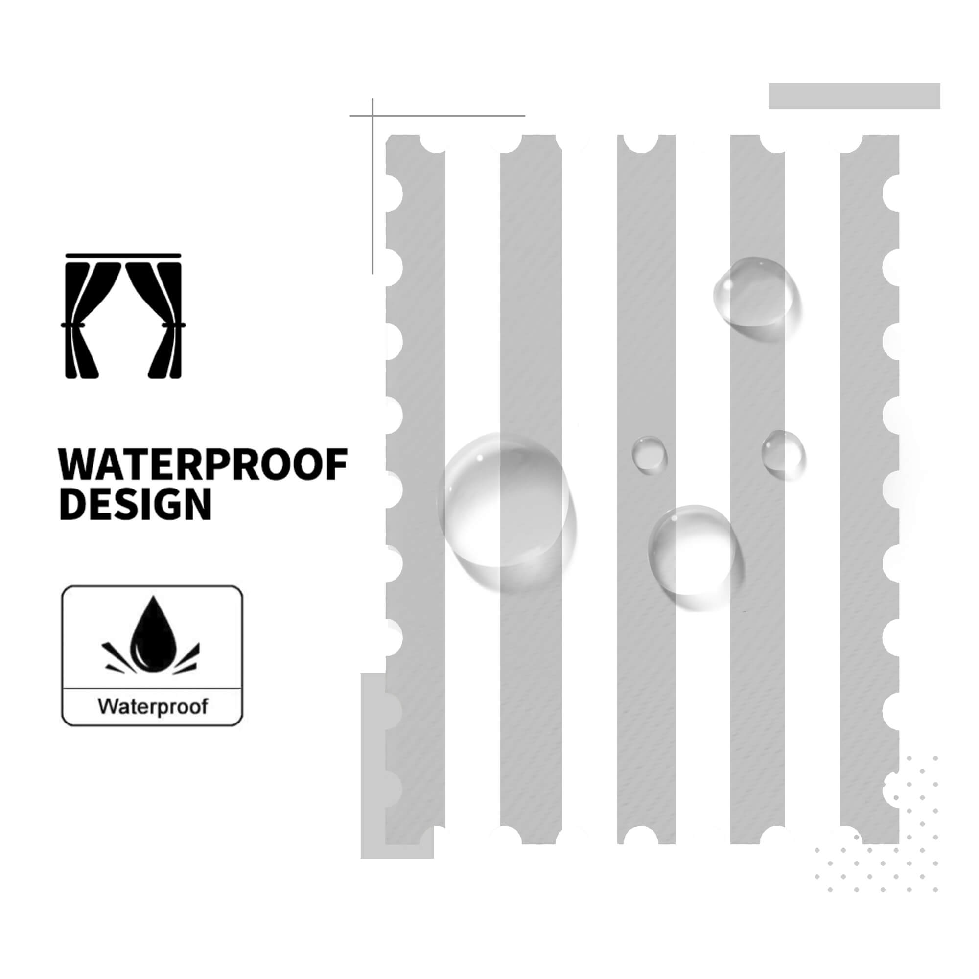 Light Grey Stripe Curtains/Drapes 1 Panel | Waterproof Curtains Grommet Top & Bottom | Custom Outdoor Curtains