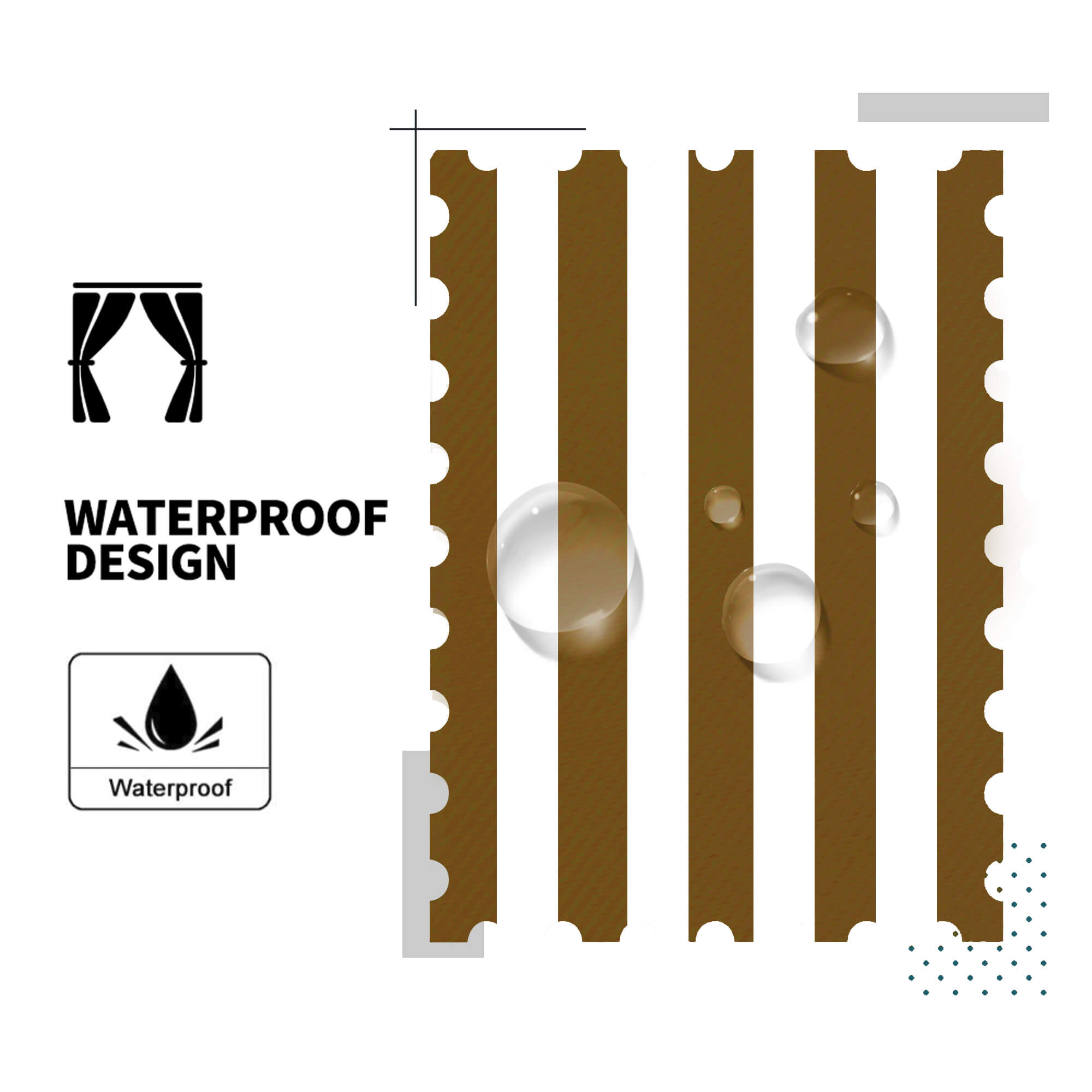 Coffee Stripe Curtains/Drapes 1 Panel | Waterproof Curtains Grommet Top & Bottom | Custom Outdoor Curtains