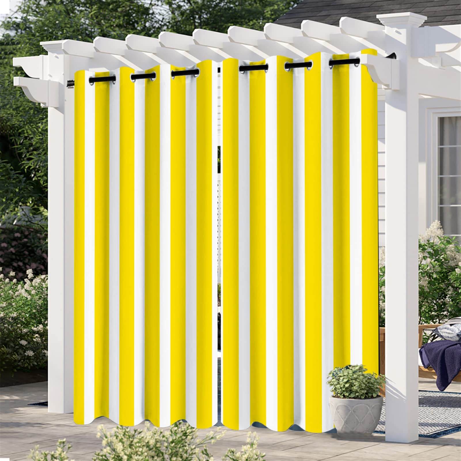 Yellow Stripe Curtains/Drapes 1 Panel | Waterproof Curtains Grommet Top & Bottom | Custom Outdoor Curtains
