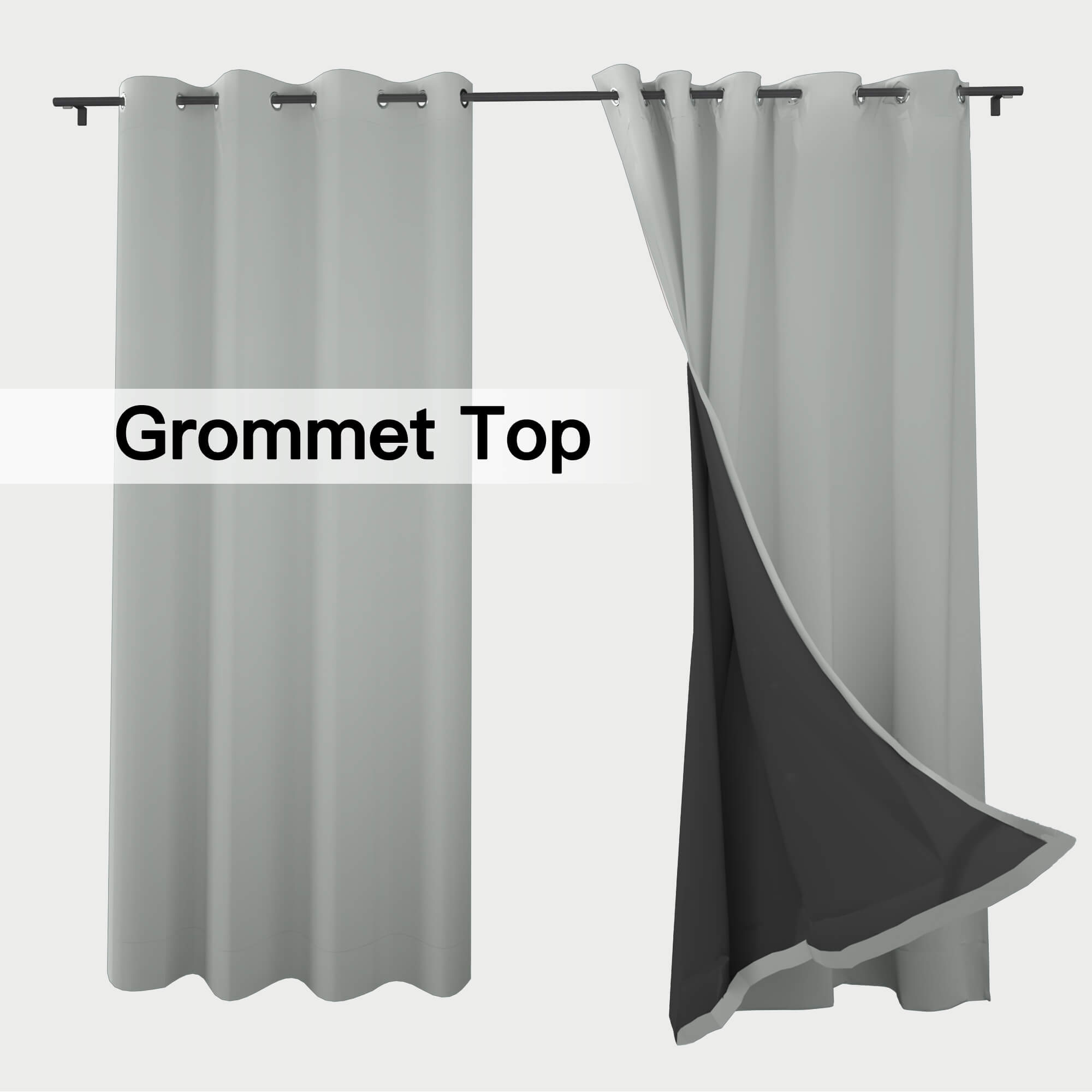 Snowcity Thermal Curtains/Drapes 1 Panel Grey | Waterproof Curtains Grommet/Tab Top | Custom Blackout Curtains