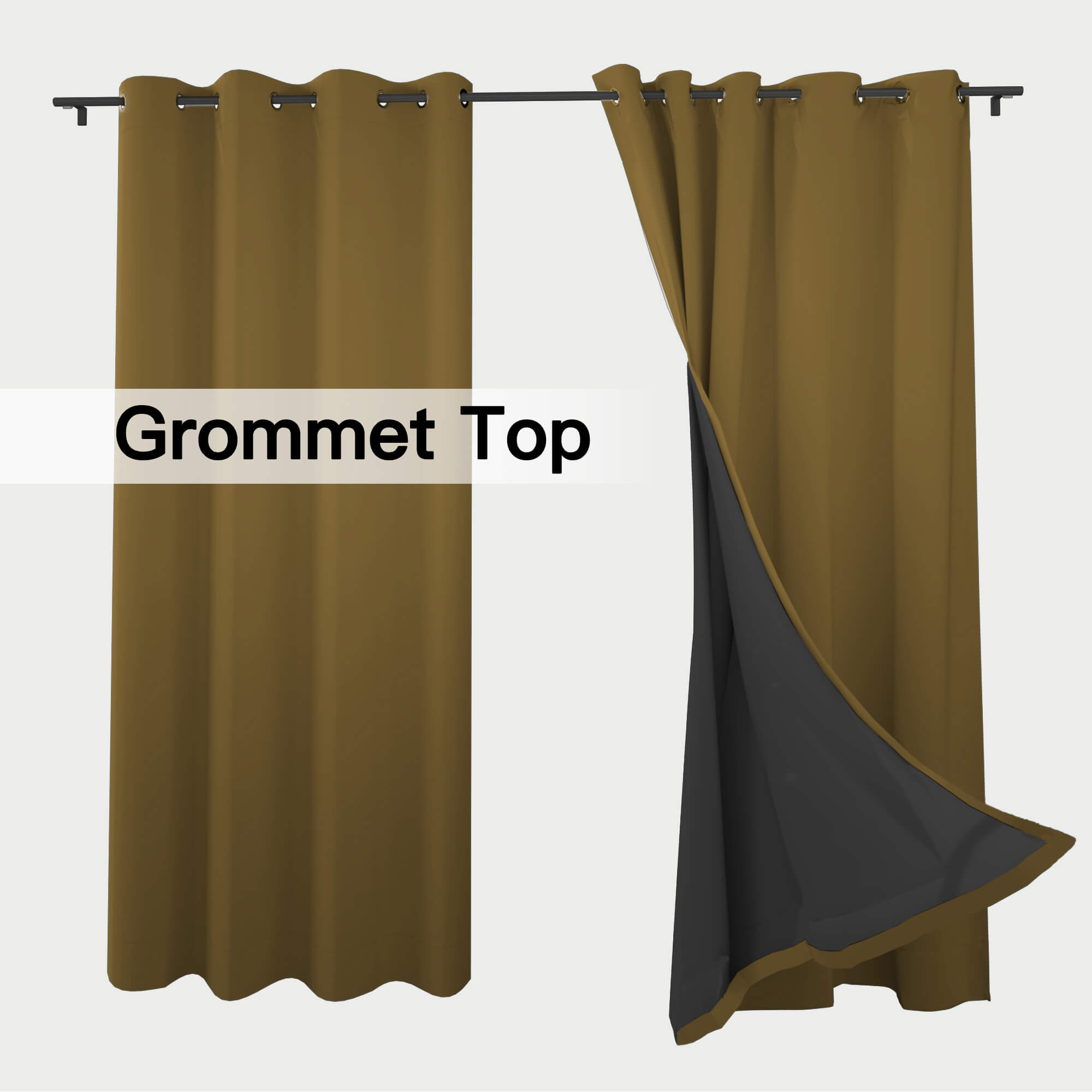 Snowcity Thermal Curtains/Drapes 1 Panel Coffee | Waterproof Curtains Grommet/Tab Top | Custom Blackout Curtains