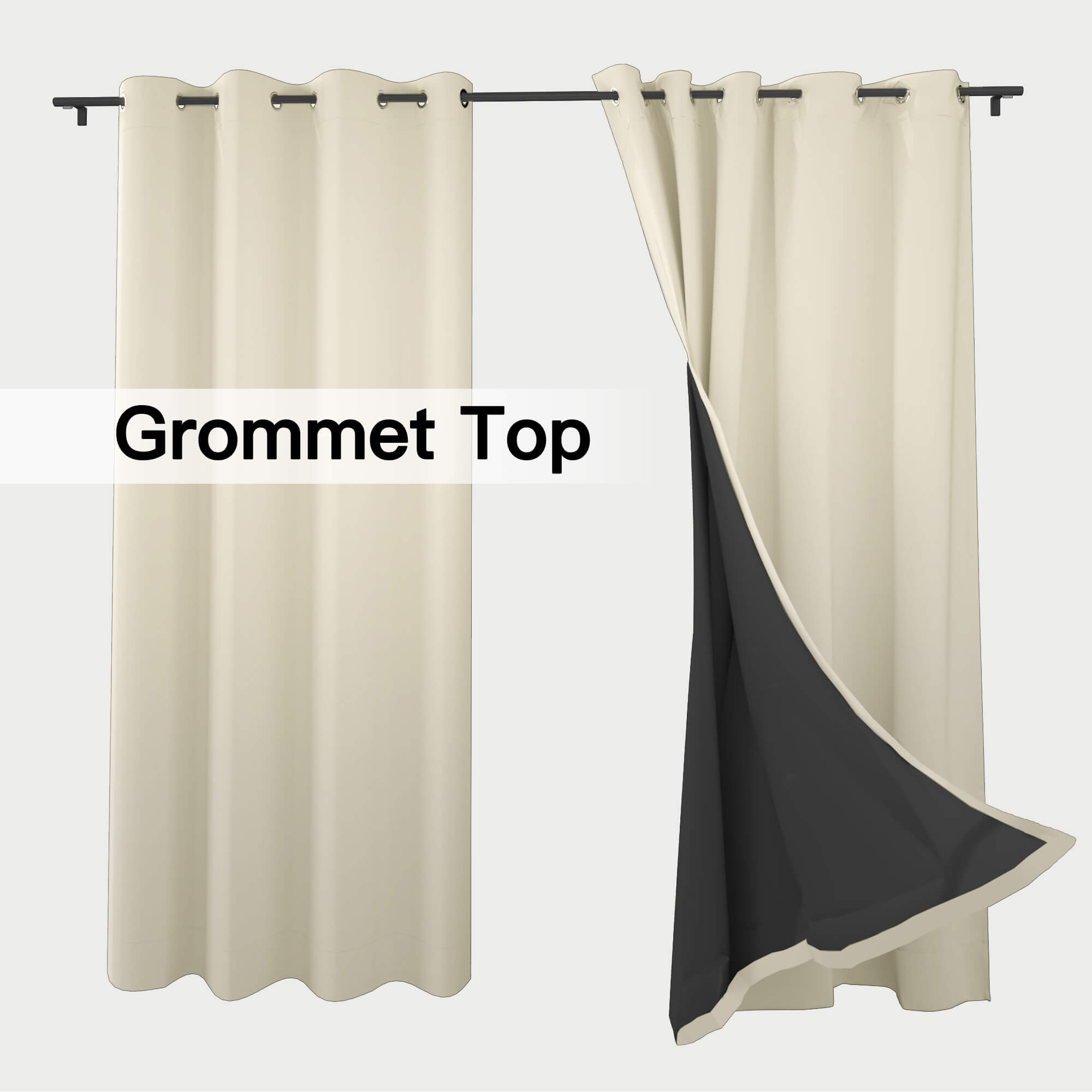 Snowcity Thermal Curtains/Drapes 1 Panel Beige | Waterproof Curtains Grommet/Tab Top | Custom Blackout Curtains
