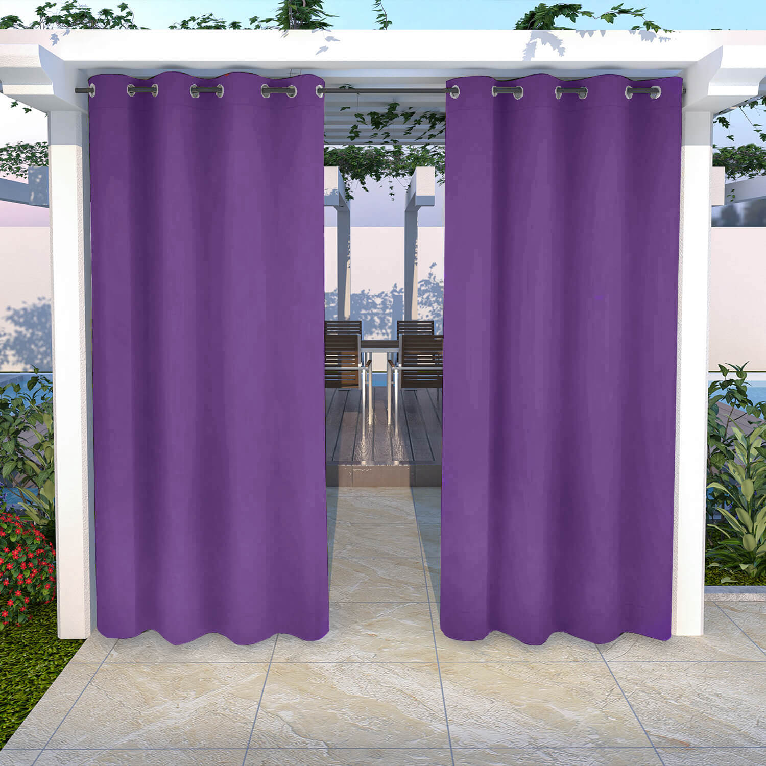 Snowcity Outdoor Curtains Waterproof Grommet Top 1 Panel - Violet