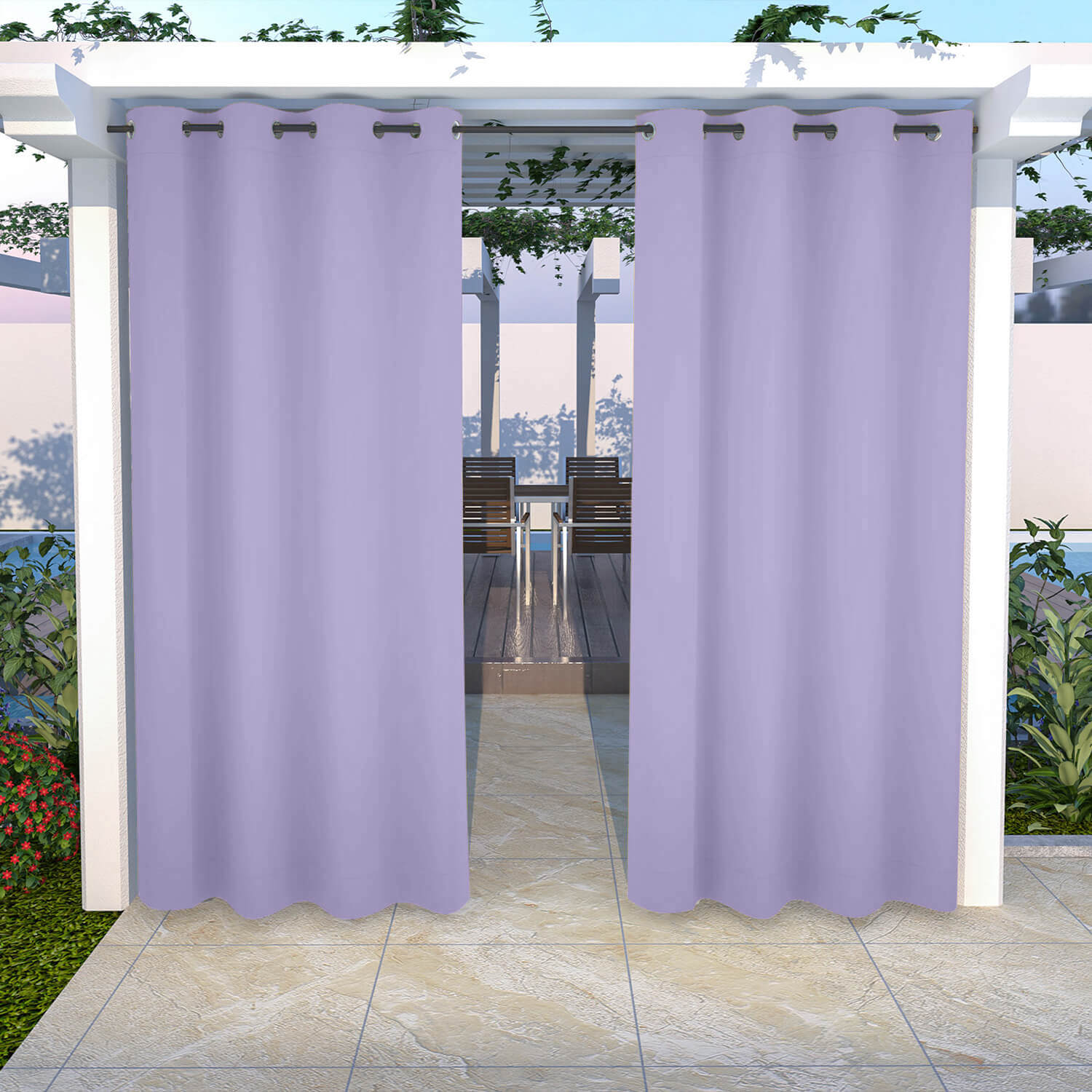 Snowcity Outdoor Curtains Waterproof Grommet Top 1 Panel - Purple