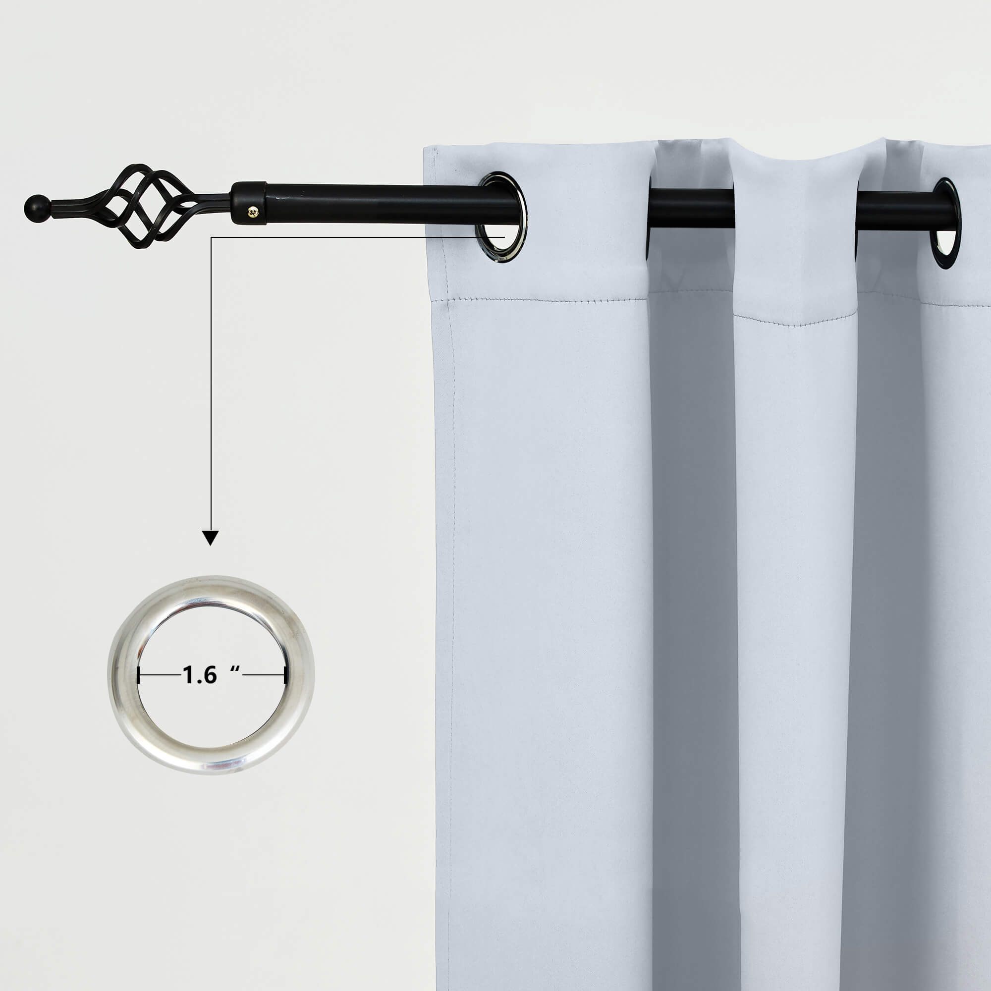 Snowcity Outdoor Curtains Waterproof Grommet Top & Bottom 1 Panel - Greyish White