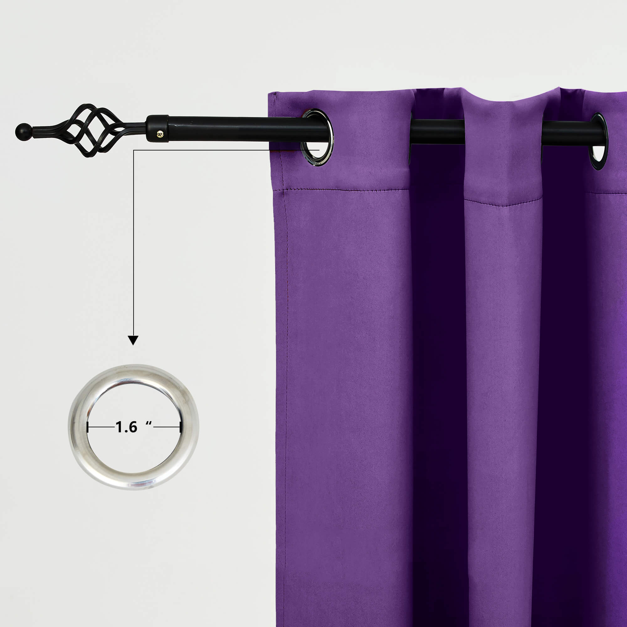 Snowcity Outdoor Curtains Waterproof Grommet Top 1 Panel - Violet