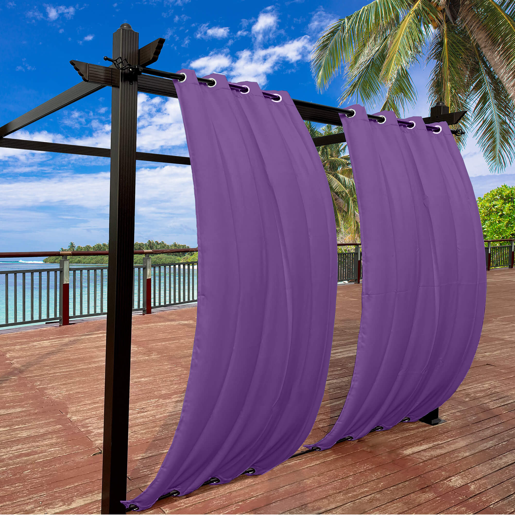 Snowcity Outdoor Curtains Waterproof Grommet Top & Bottom 1 Panel - Violet