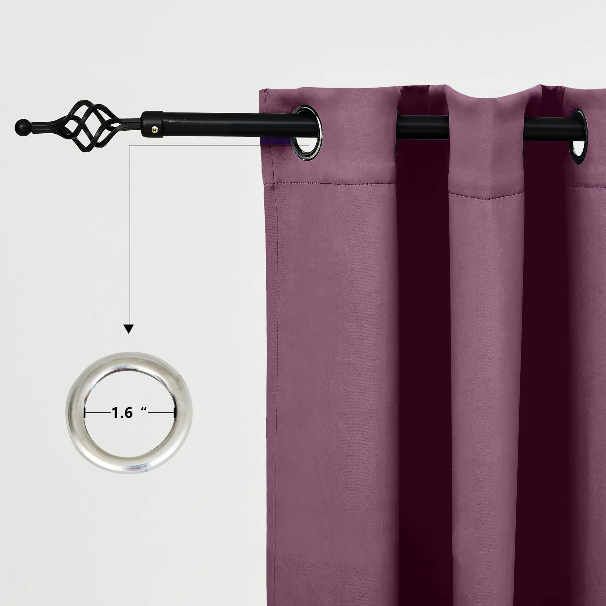 Snowcity Outdoor Curtains Waterproof Grommet Top 1 Panel - Plum