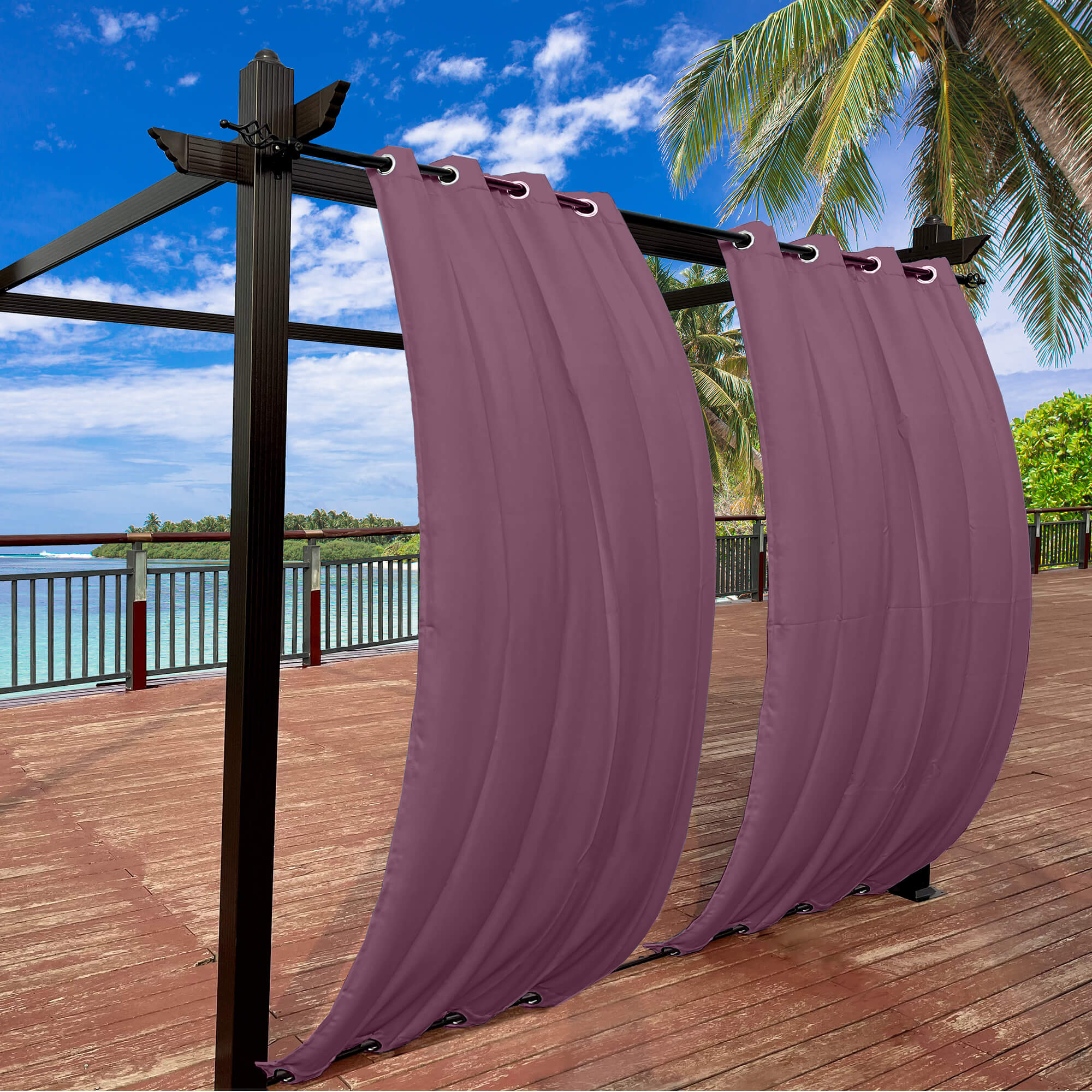 Snowcity Outdoor Curtains Waterproof Grommet Top & Bottom 1 Panel - Plum
