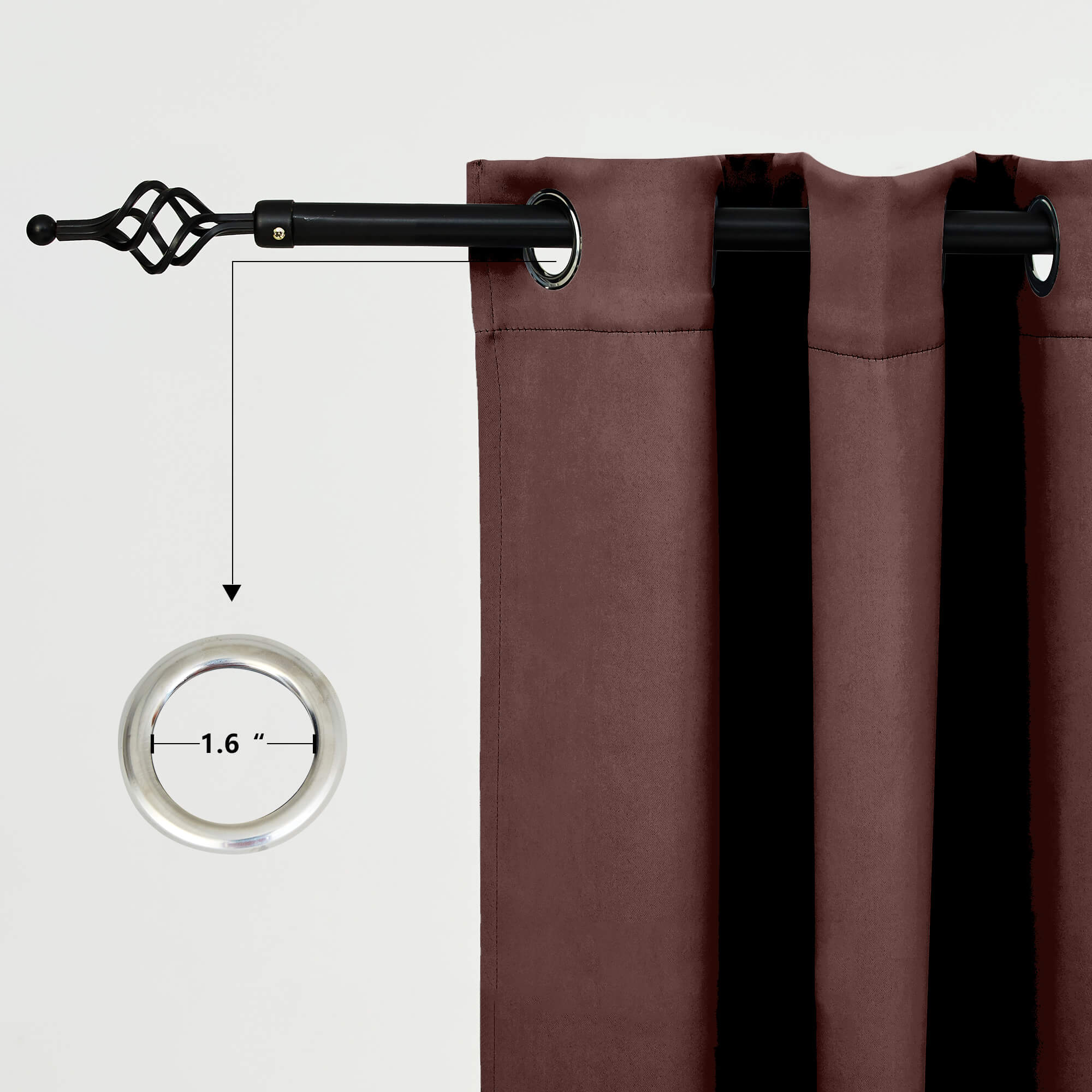 Snowcity Outdoor Curtains Waterproof Grommet Top 1 Panel - Bay Brown