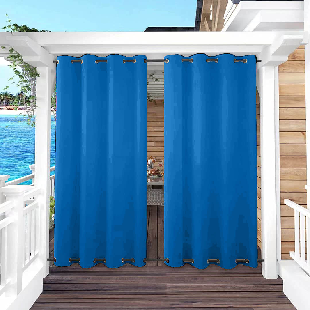 Snowcity Outdoor Curtains Waterproof Grommet Top & Bottom 1 Panel - Pacific Blue