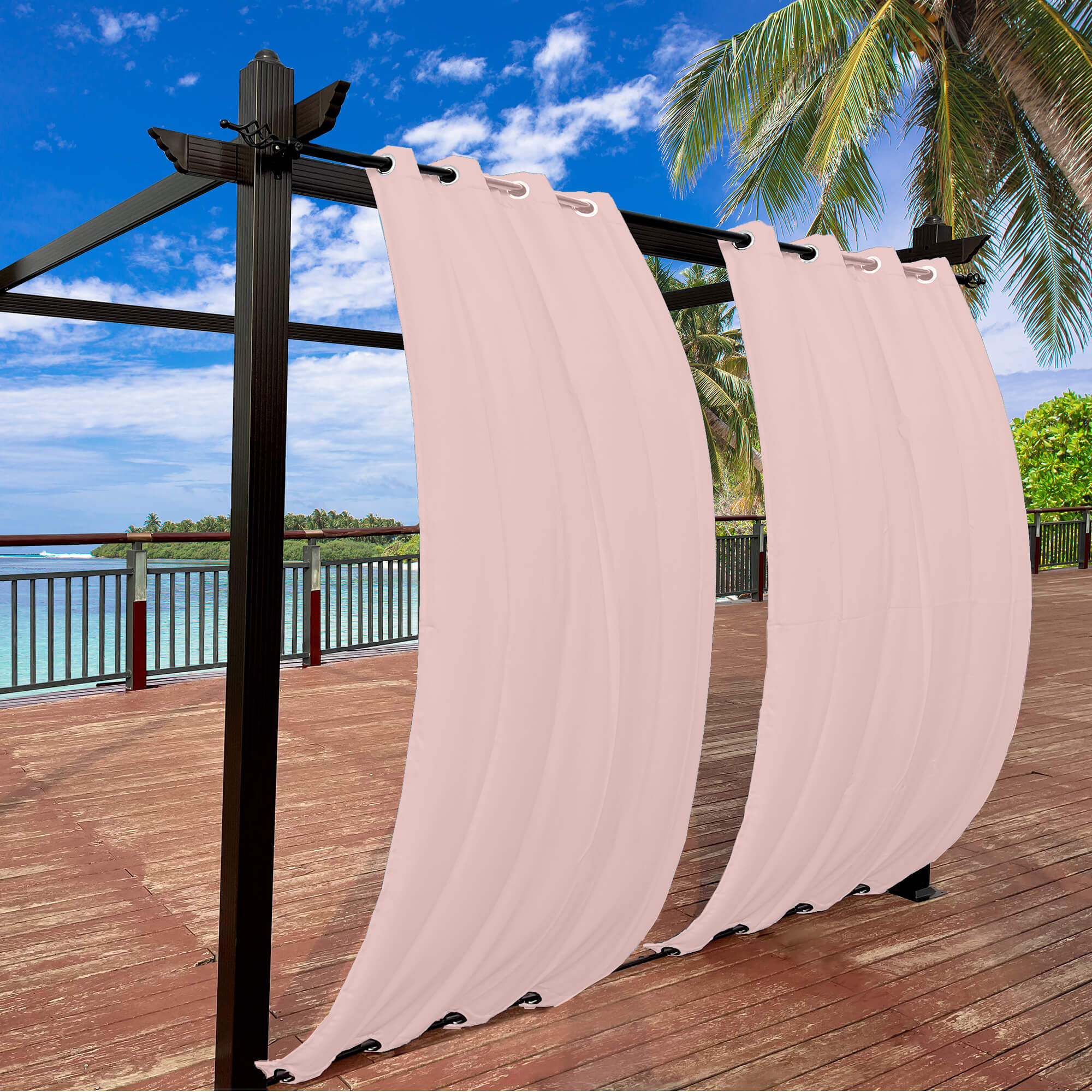 Snowcity Outdoor Curtains Waterproof Grommet Top & Bottom 1 Panel - Rose Dust