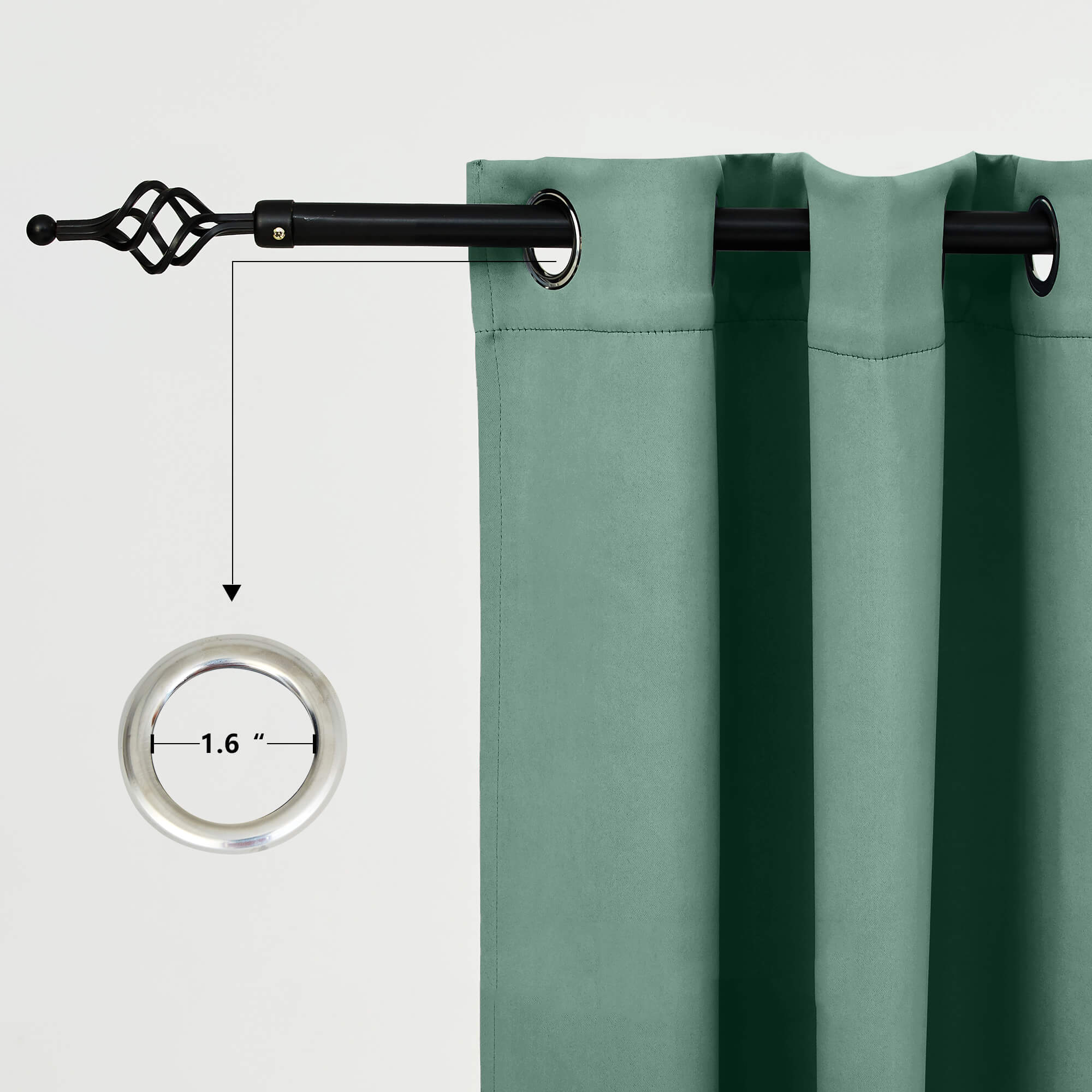 Snowcity Outdoor Curtains Waterproof Grommet Top 1 Panel - Green