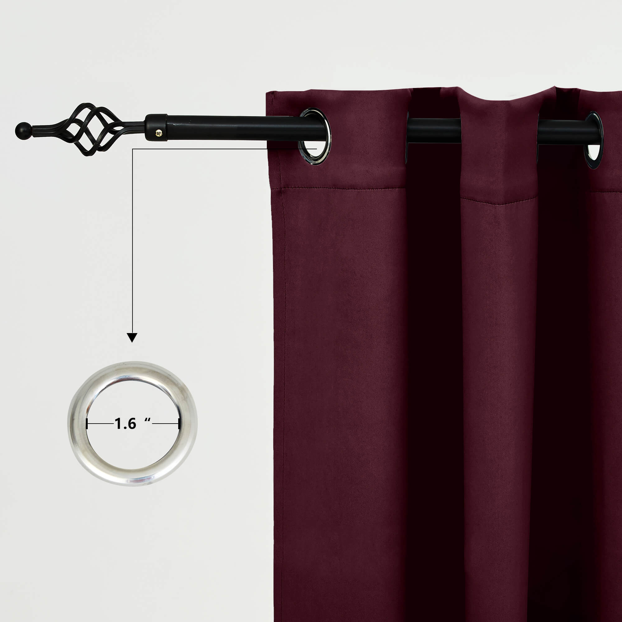 Snowcity Outdoor Curtains Waterproof Grommet Top & Bottom 1 Panel - Wine