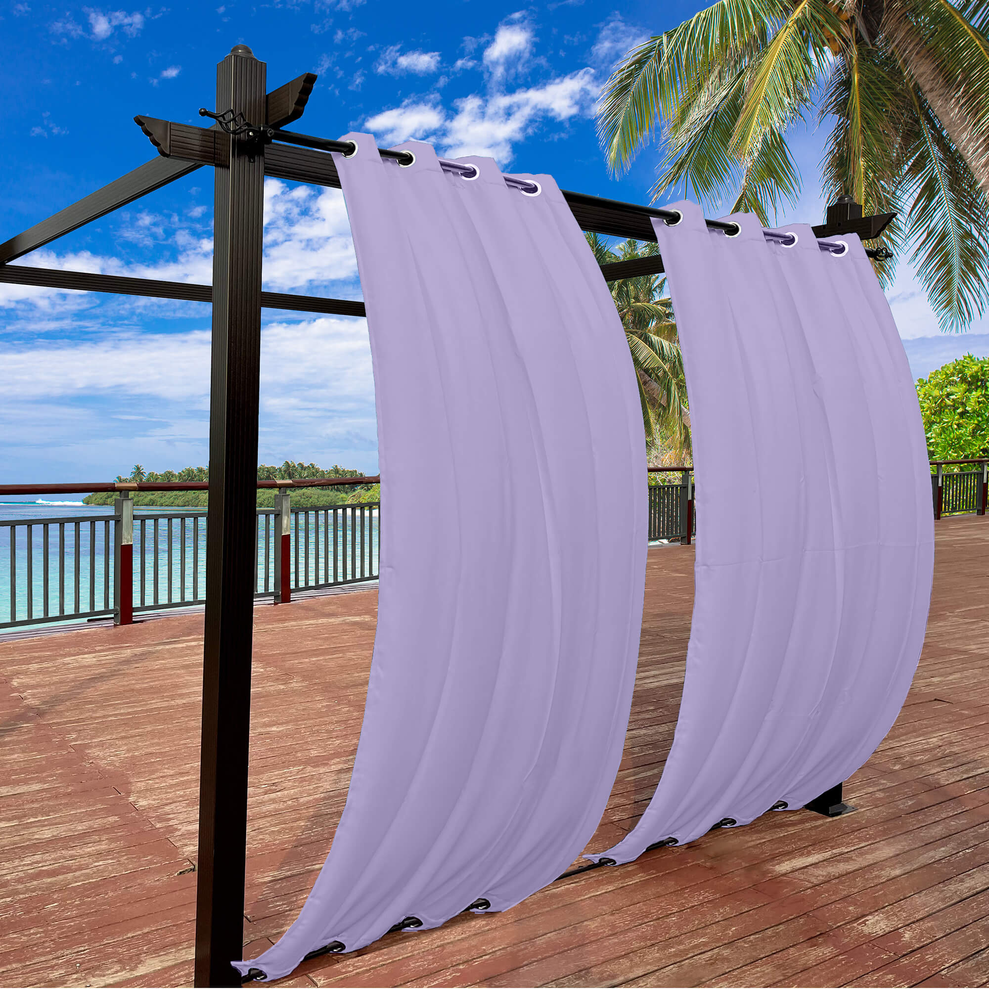 Snowcity Outdoor Curtains Waterproof Grommet Top & Bottom 1 Panel - Purple