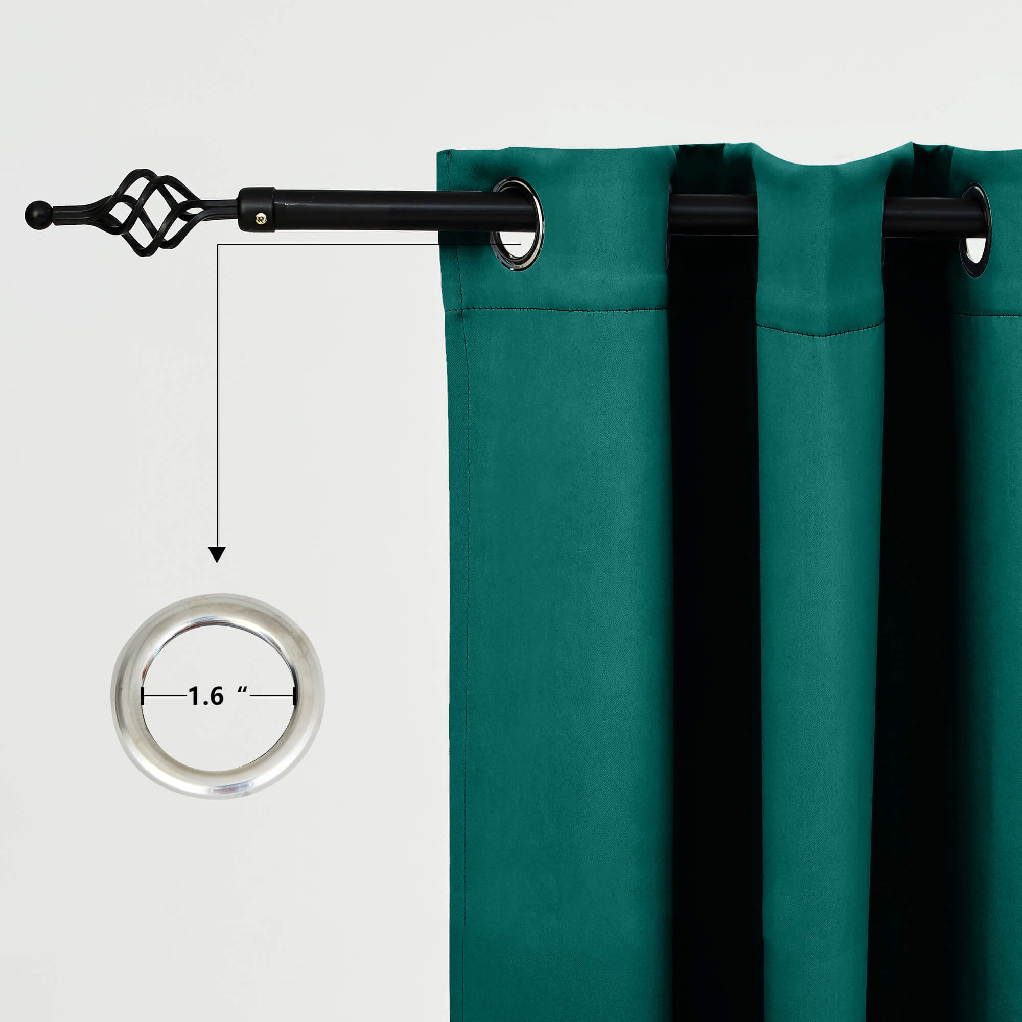 Snowcity Outdoor Curtains Waterproof Grommet Top & Bottom 1 Panel - Forest Green