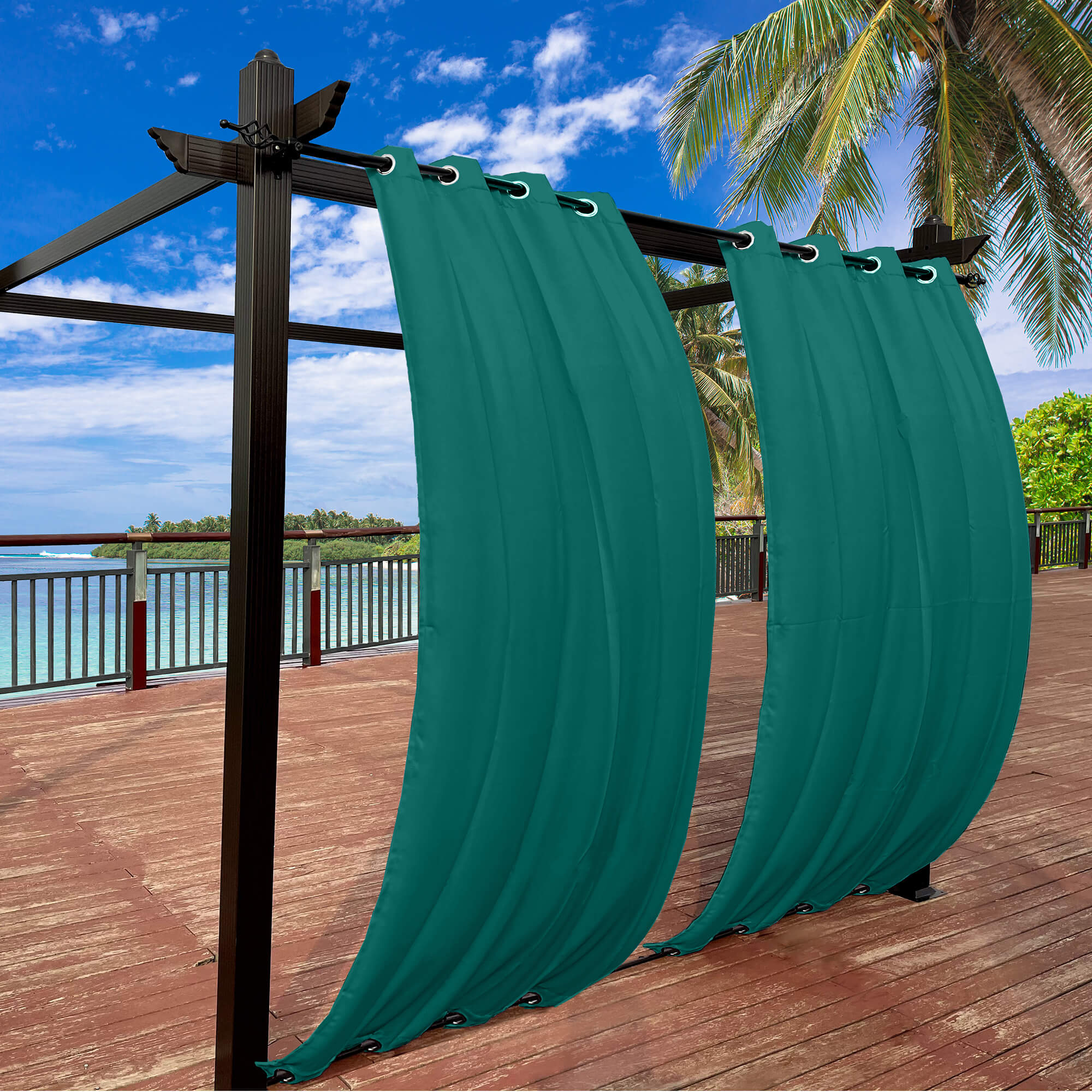 Snowcity Outdoor Curtains Waterproof Grommet Top & Bottom 1 Panel - Forest Green
