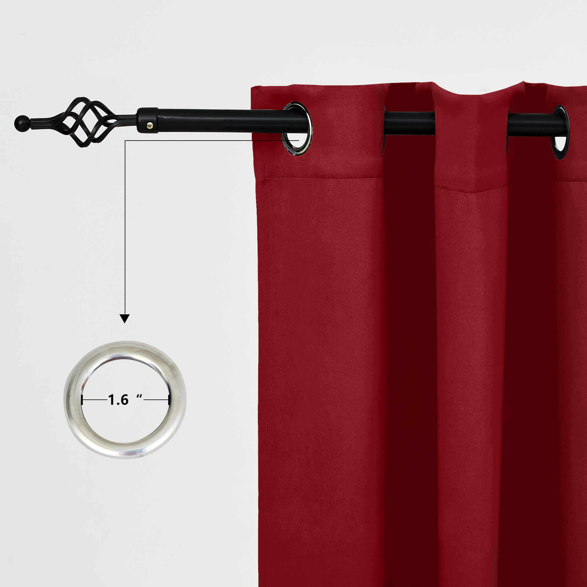 Snowcity Outdoor Curtains Waterproof Grommet Top & Bottom 1 Panel - Red