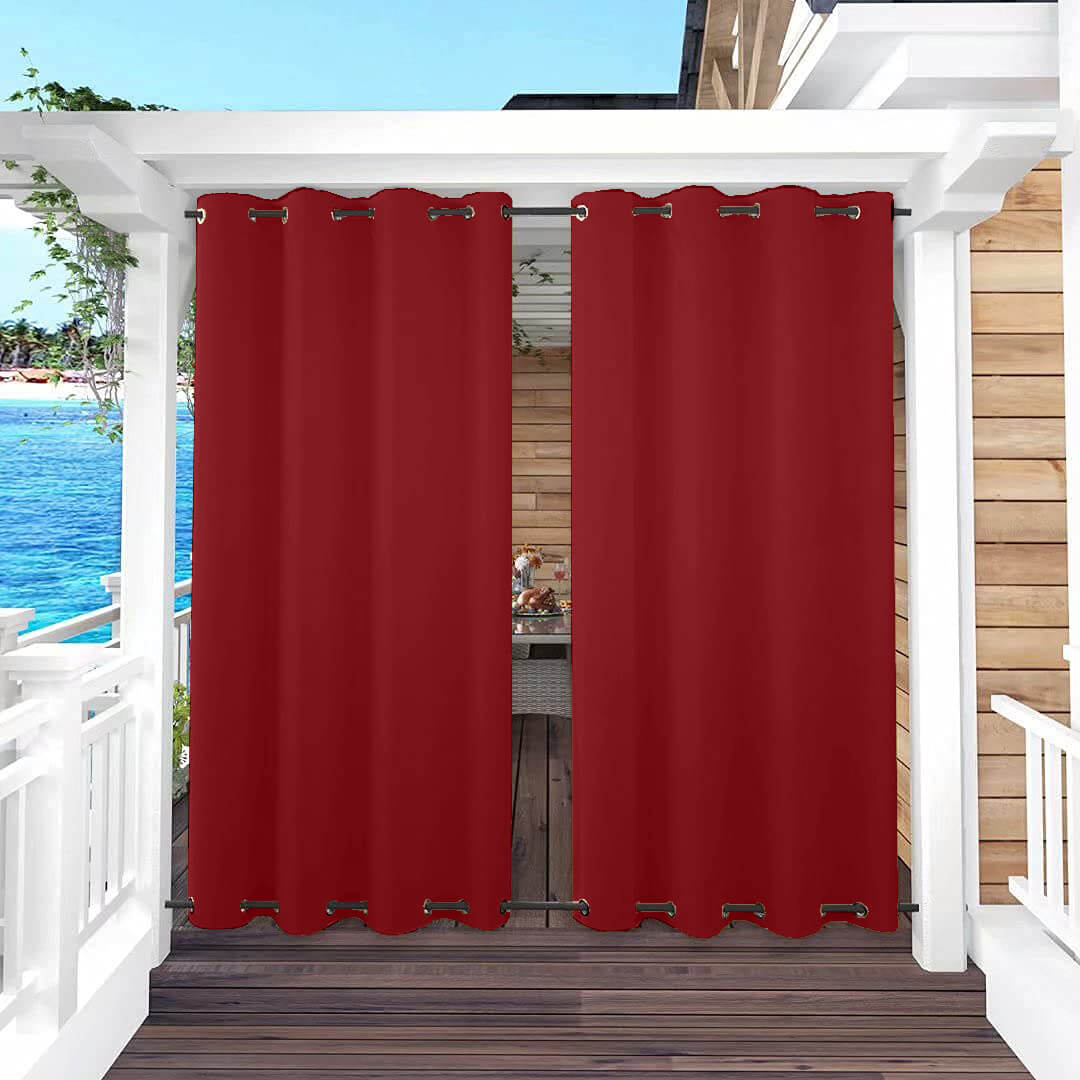Snowcity Outdoor Curtains Waterproof Grommet Top & Bottom 1 Panel - Red